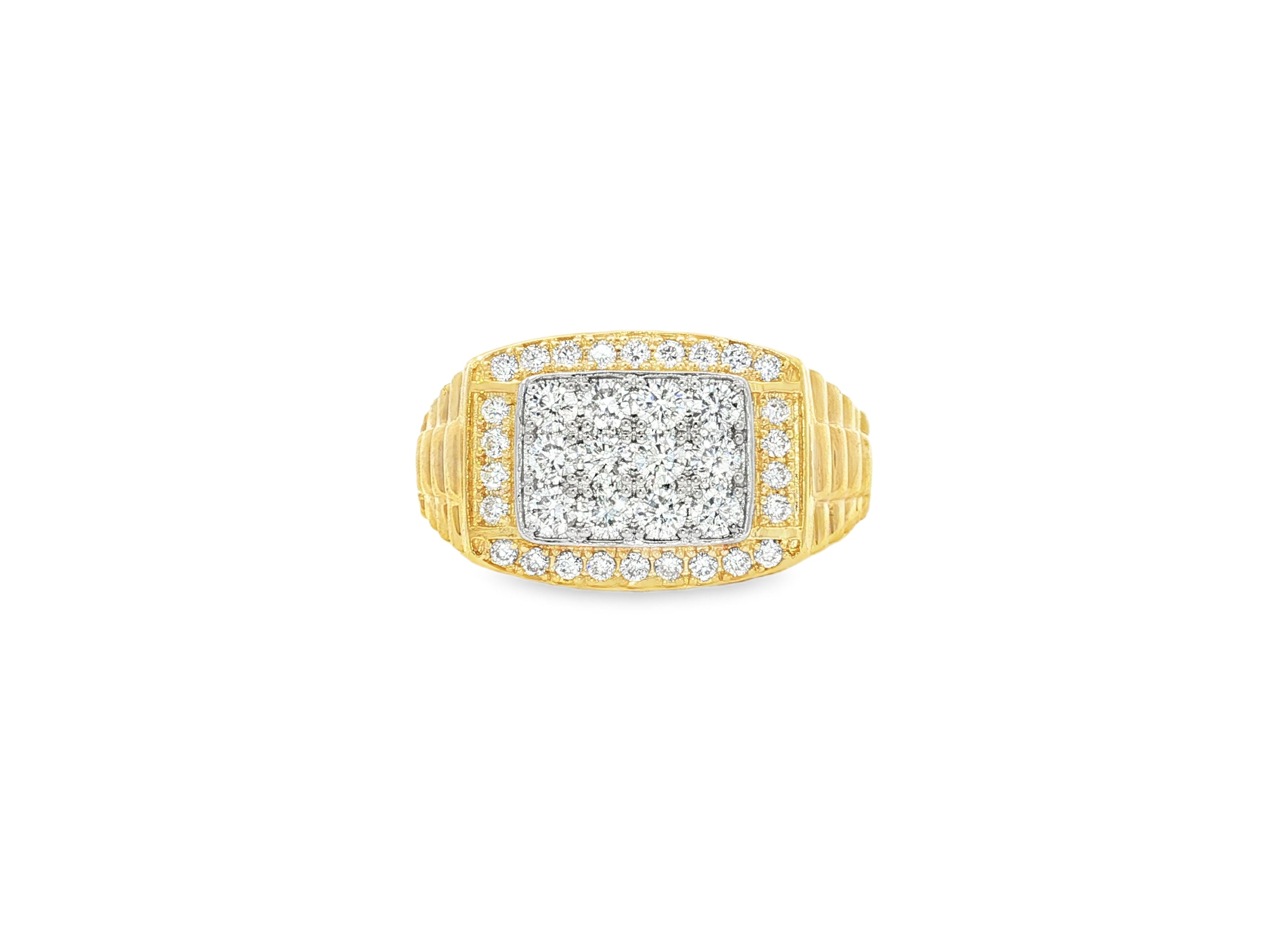 10K Gold Diamond Men’s Ring with Square Cluster Halo 1.00ct