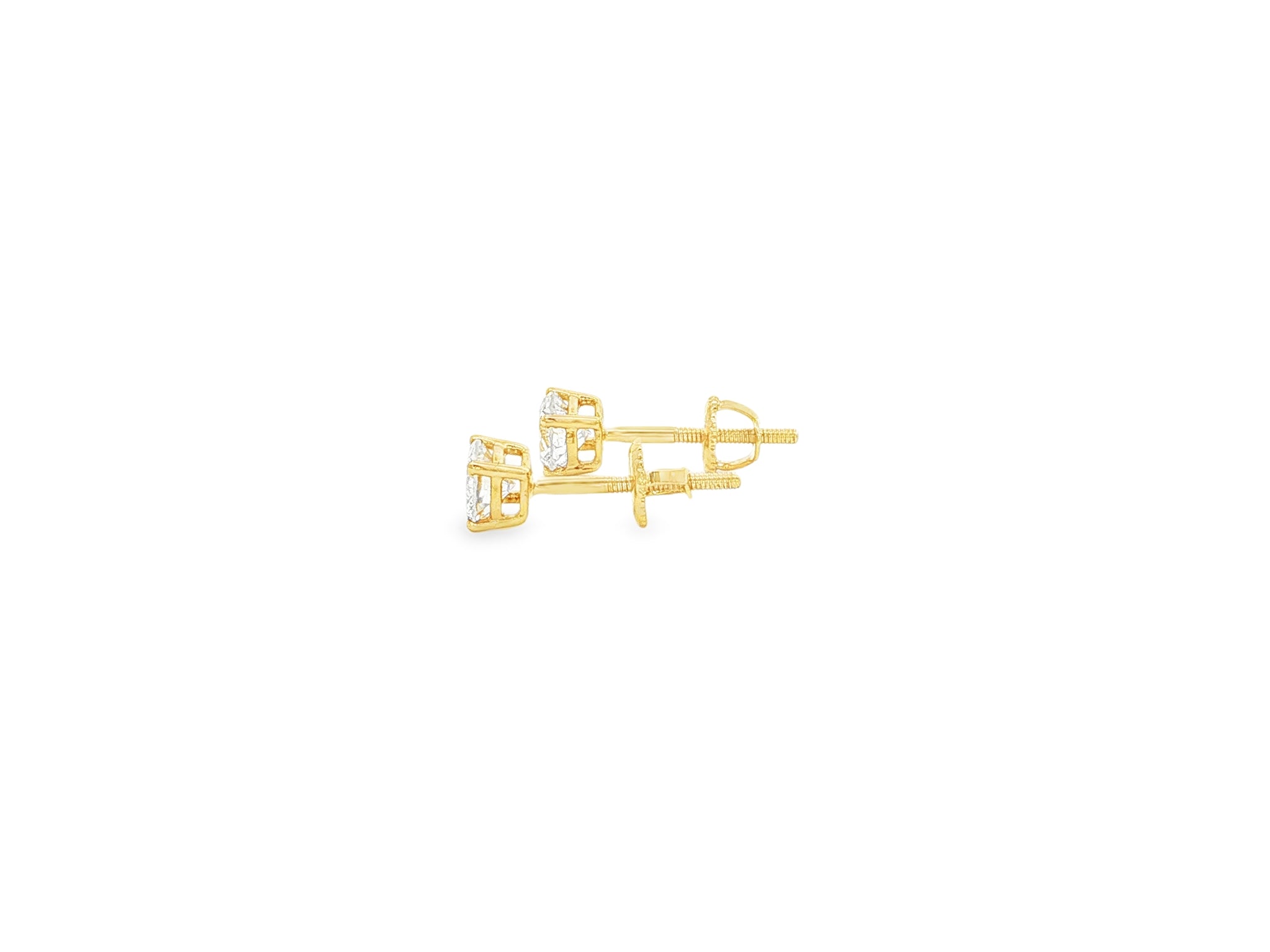 10K Gold Round Diamond Stud Earrings 0.76 CT