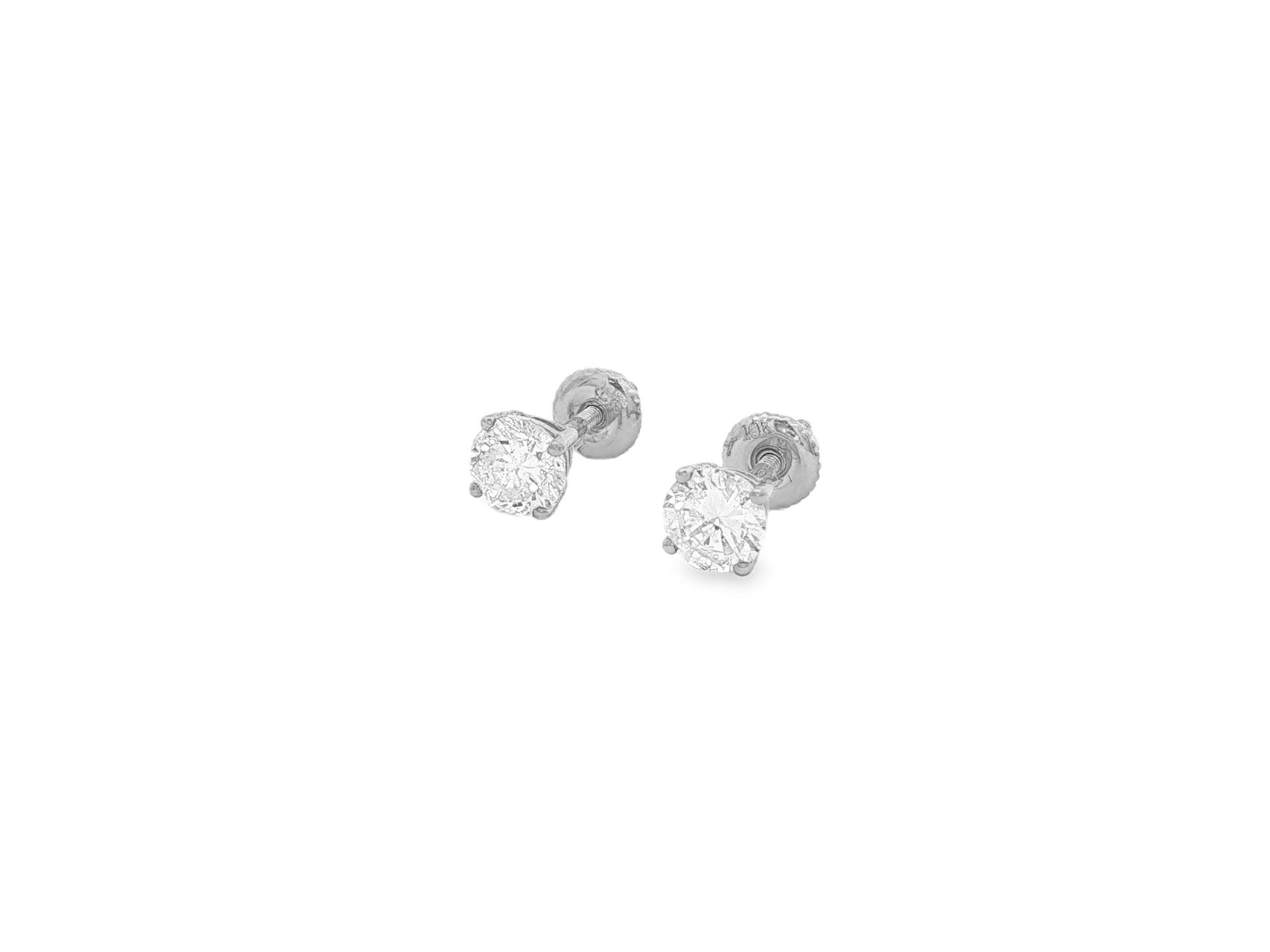 10K Gold Round Diamond Stud Earrings 0.76 CT