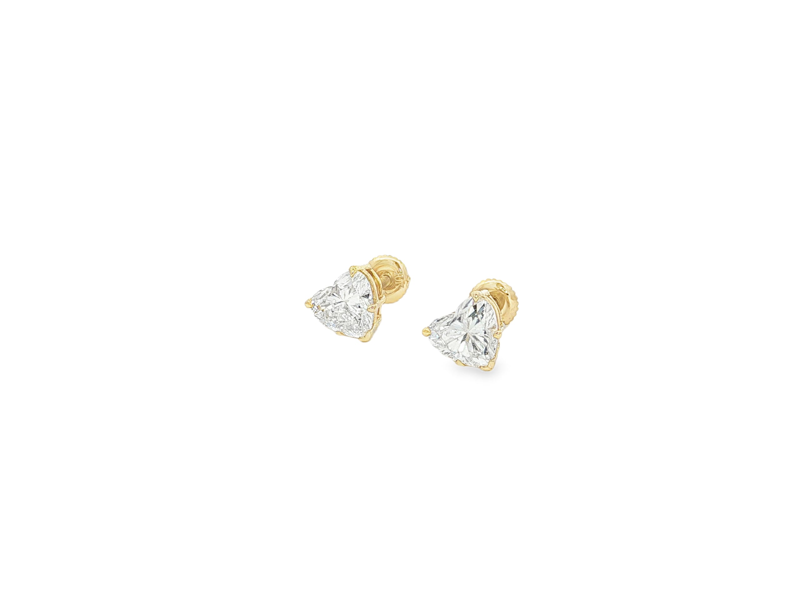 10k Gold Diamond Heart-Shaped Stud Earrings 1.50ct