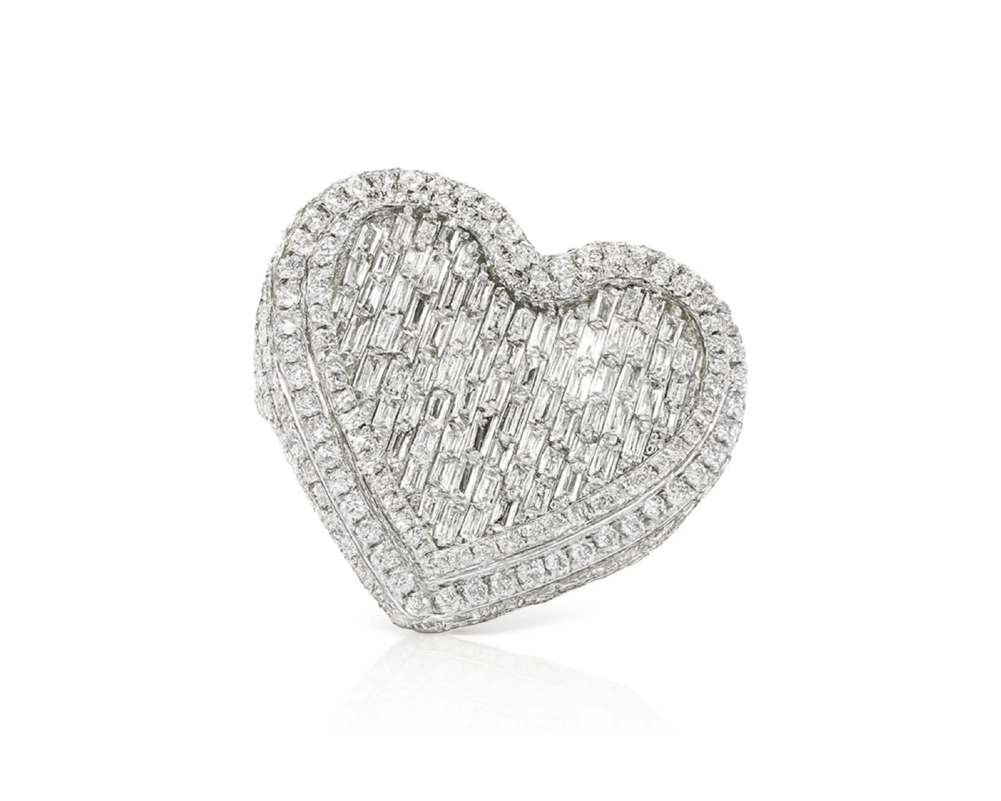 10k Gold 3D Heart Two-Tone Ring with Baguette & Round Diamonds 5.63ct – lifestyle 1194