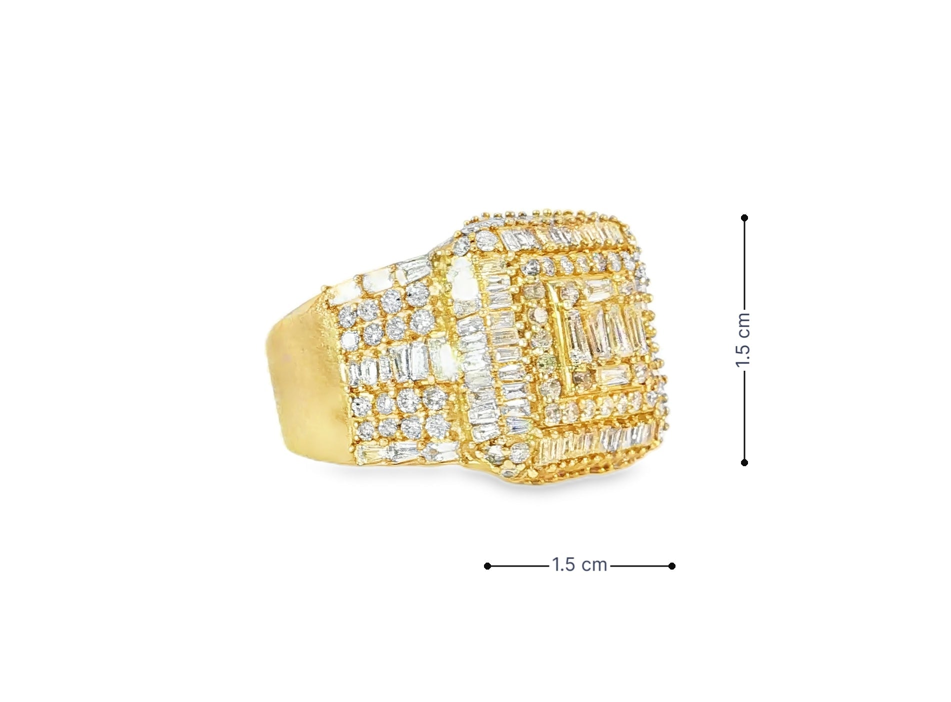 10k Gold 3D Layered Square Ring with Baguette & Round Diamonds 2.83ct - AVI THE JEWELER