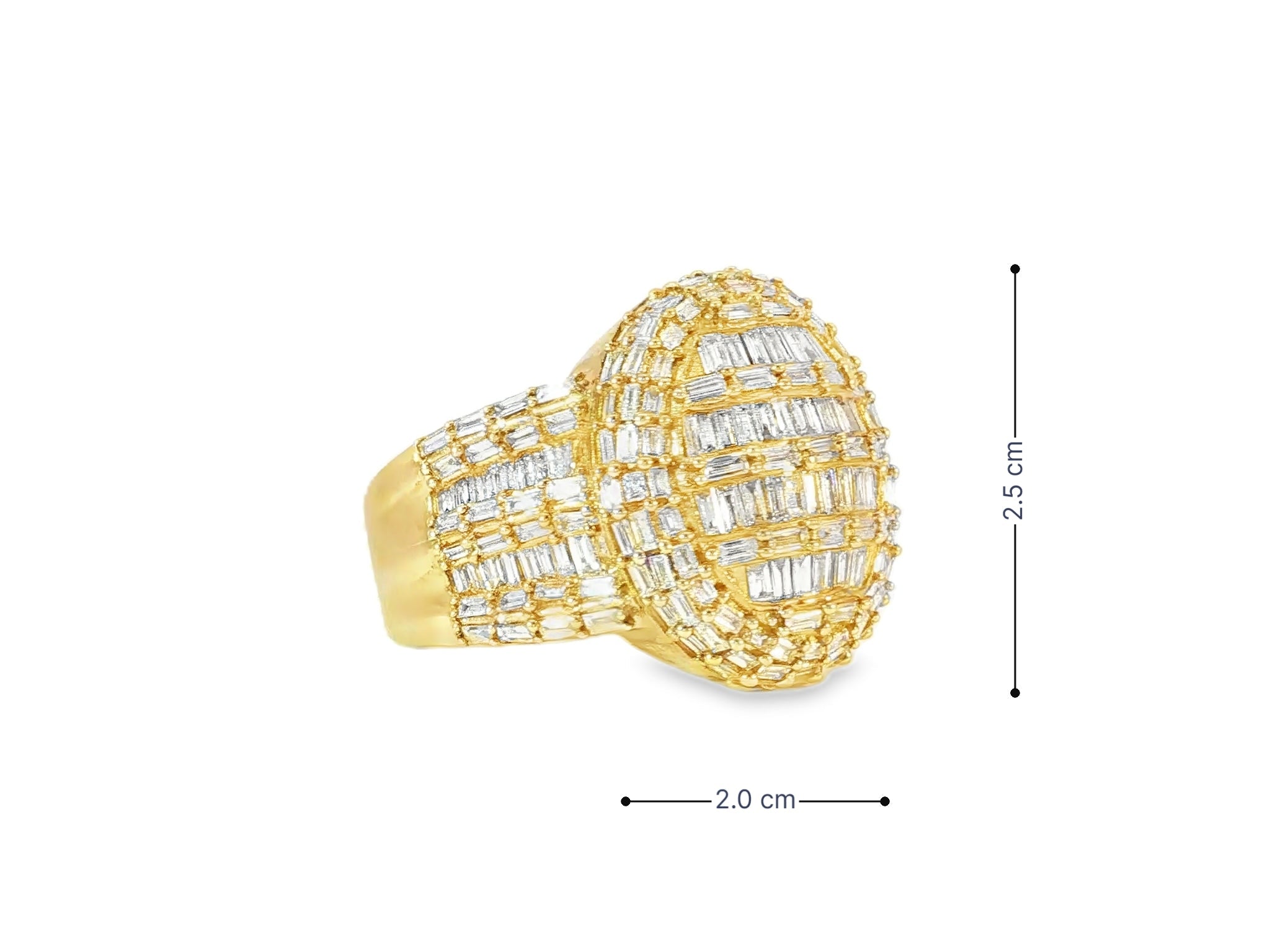 10k Gold 3D Pearl - Shape Ring with Full Baguette Diamonds 3.50ct - AVI THE JEWELER