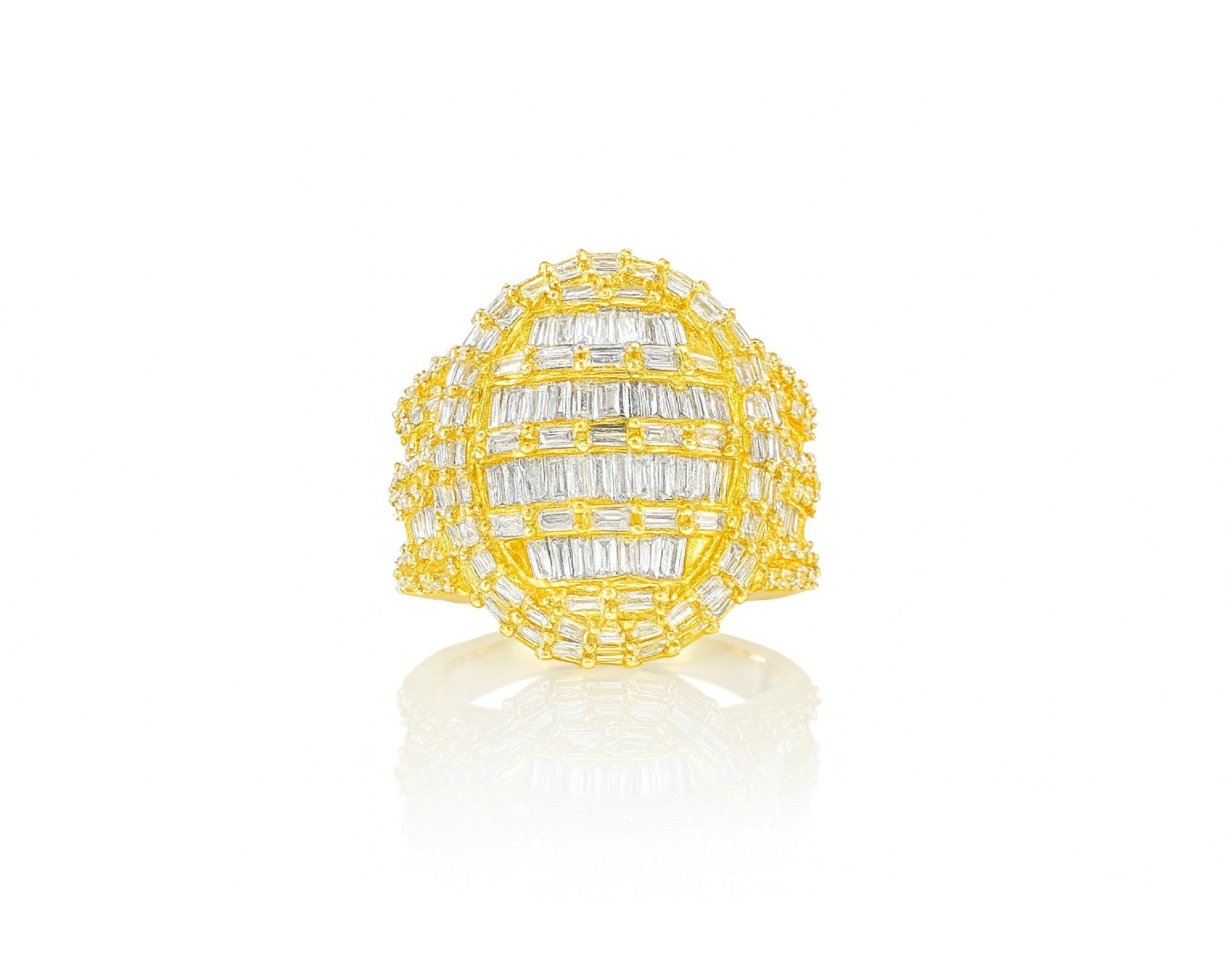 10k Gold 3D Pearl-Shape Ring with Full Baguette Diamonds 3.50ct – lifestyle 1207