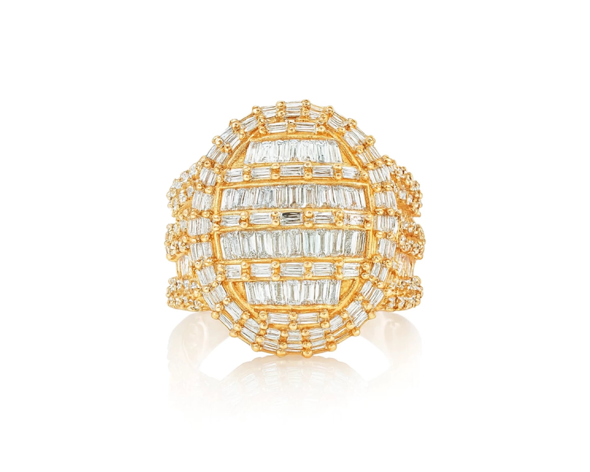 10k Gold 3D Pearl-Shape Ring with Full Baguette Diamonds 3.50ct – lifestyle 1210