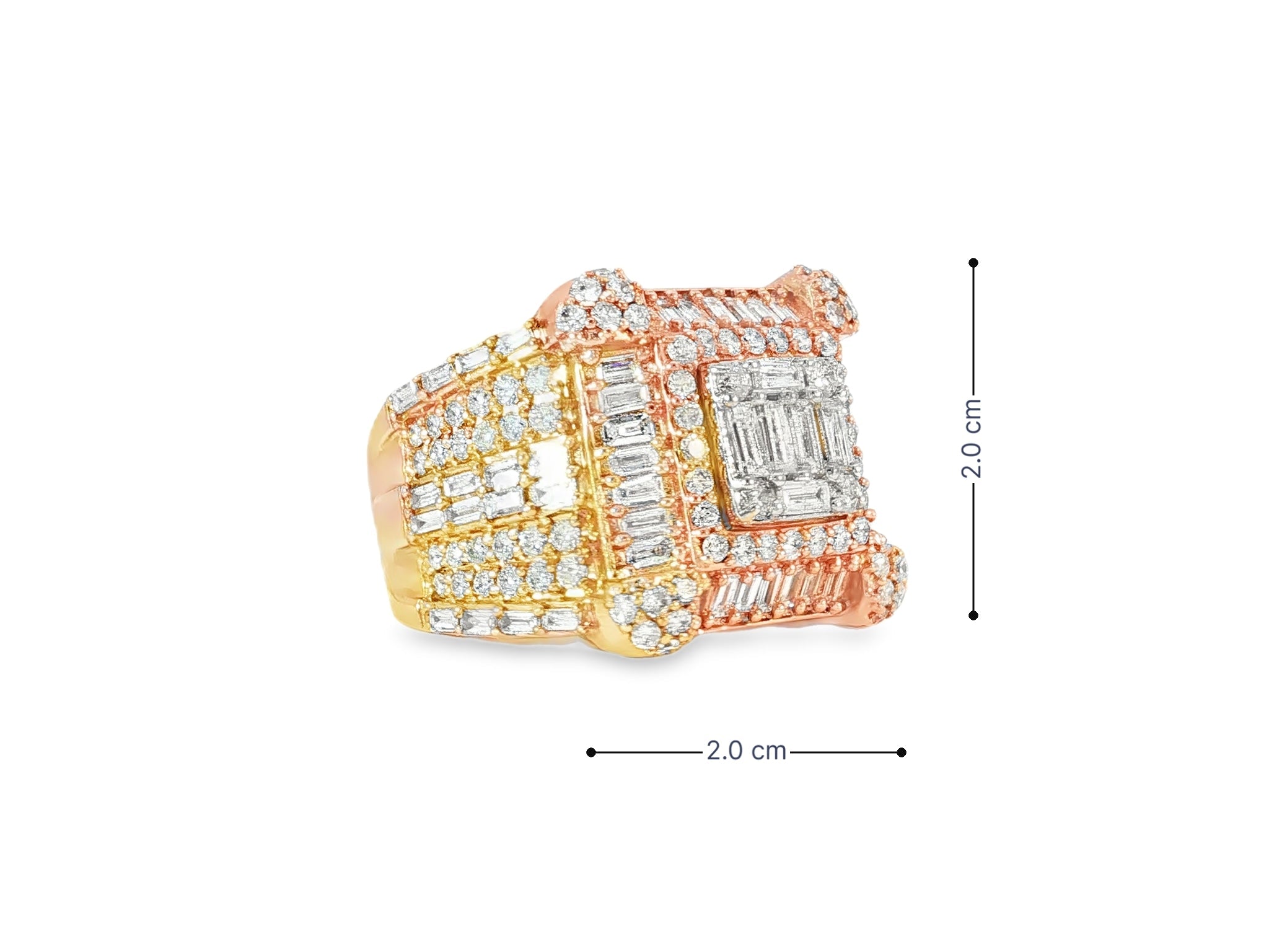 10k Gold 3D Square - Shape Ring with Baguette and Round Diamonds 4.0ct - AVI THE JEWELER