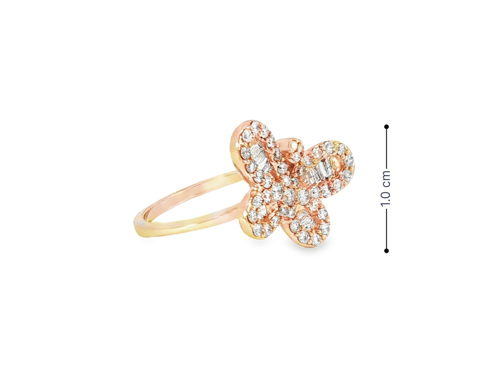 10k Gold Butterfly - Design Ring with Round and Baguette Diamonds 0.75ct - AVI THE JEWELER