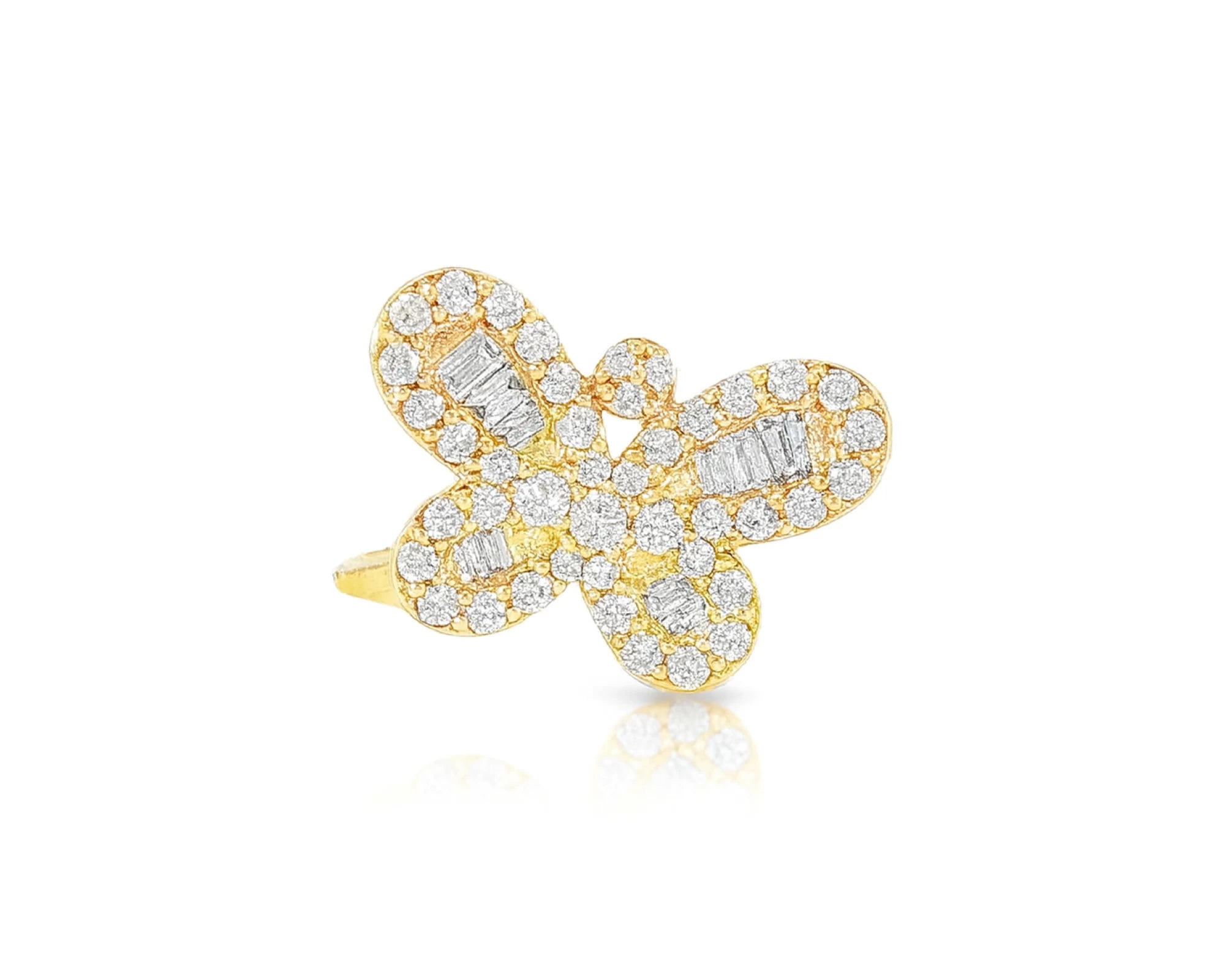 10k Gold Butterfly-Design Ring with Round and Baguette Diamonds 0.75ct – lifestyle 999