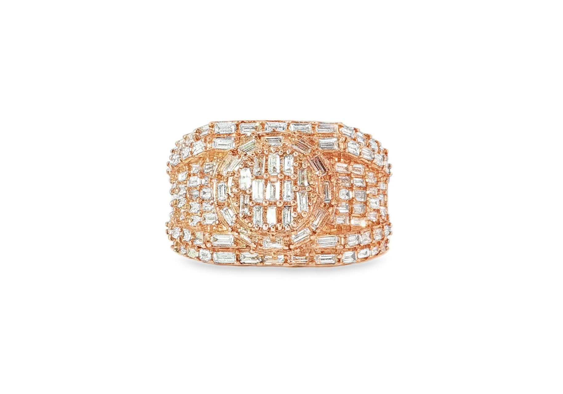 10k Gold Circular Men's Ring with Baguette Diamonds 2.90ct - AVI THE JEWELER