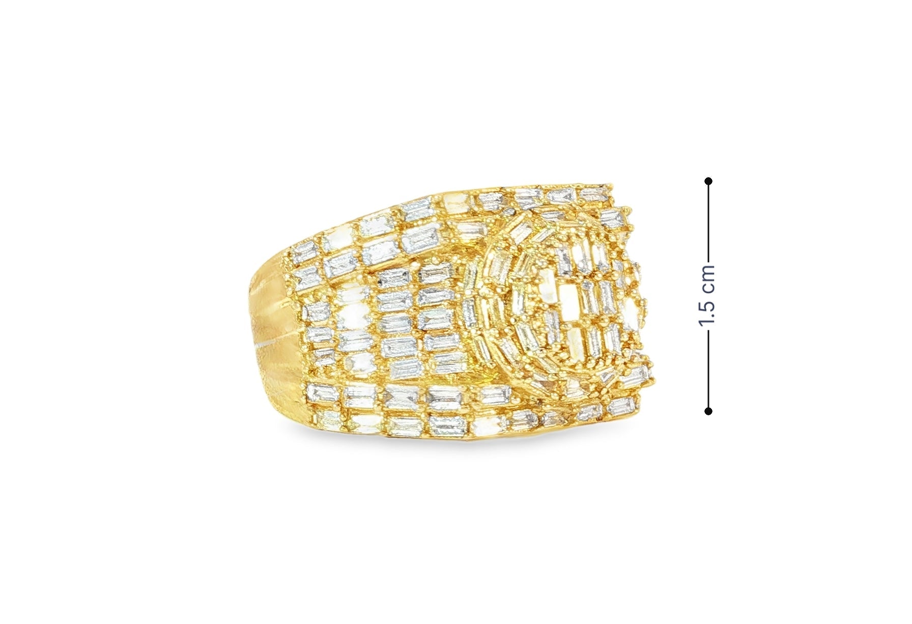 10k Gold Circular Men's Ring with Baguette Diamonds 2.90ct - AVI THE JEWELER