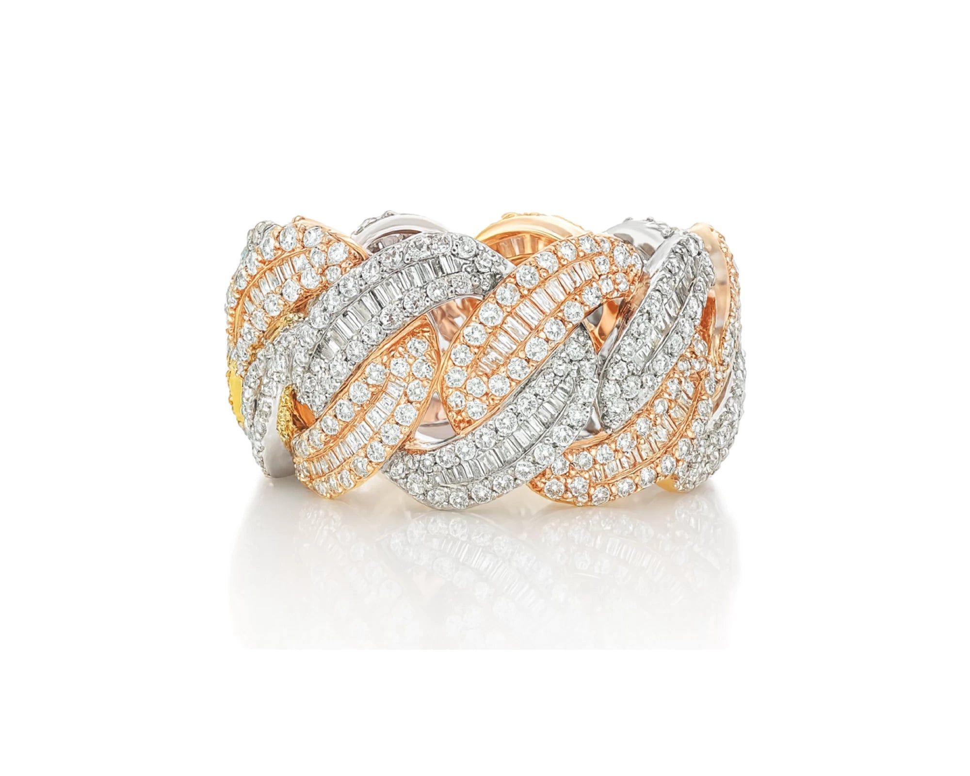 10K Gold Cuban Link Diamond Ring with Baguette & Round Cut 4.0 CT – lifestyle 1514