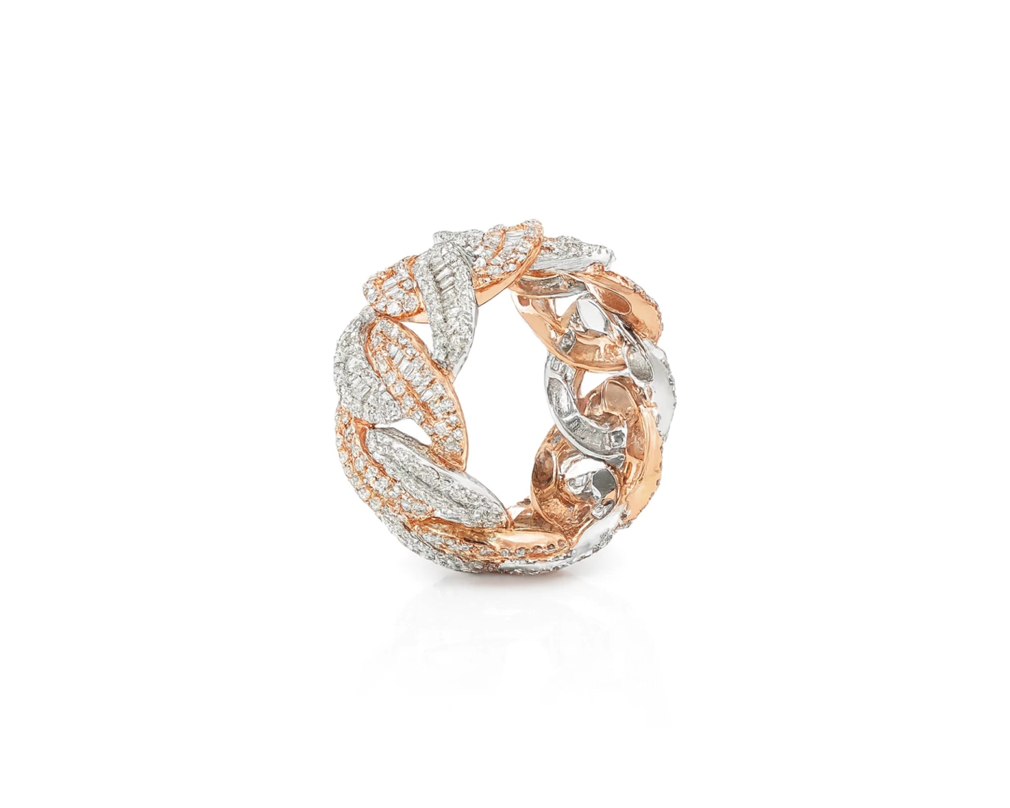 10K Gold Cuban Link Diamond Ring with Baguette & Round Cut 4.0 CT – lifestyle 1516