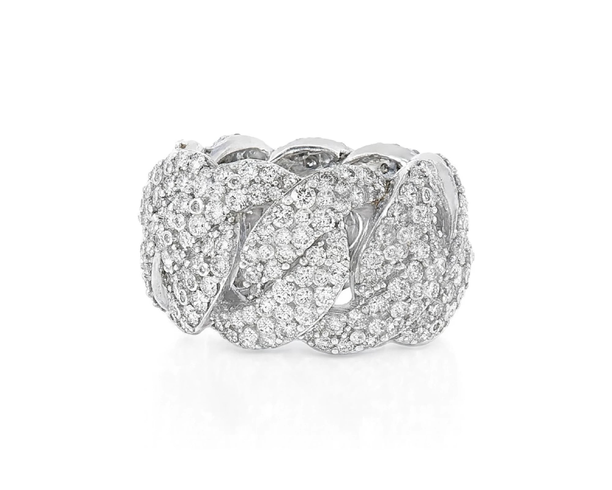 10k Gold Cuban Link Diamond Ring with Round Cuts 7.85ct – lifestyle 1463