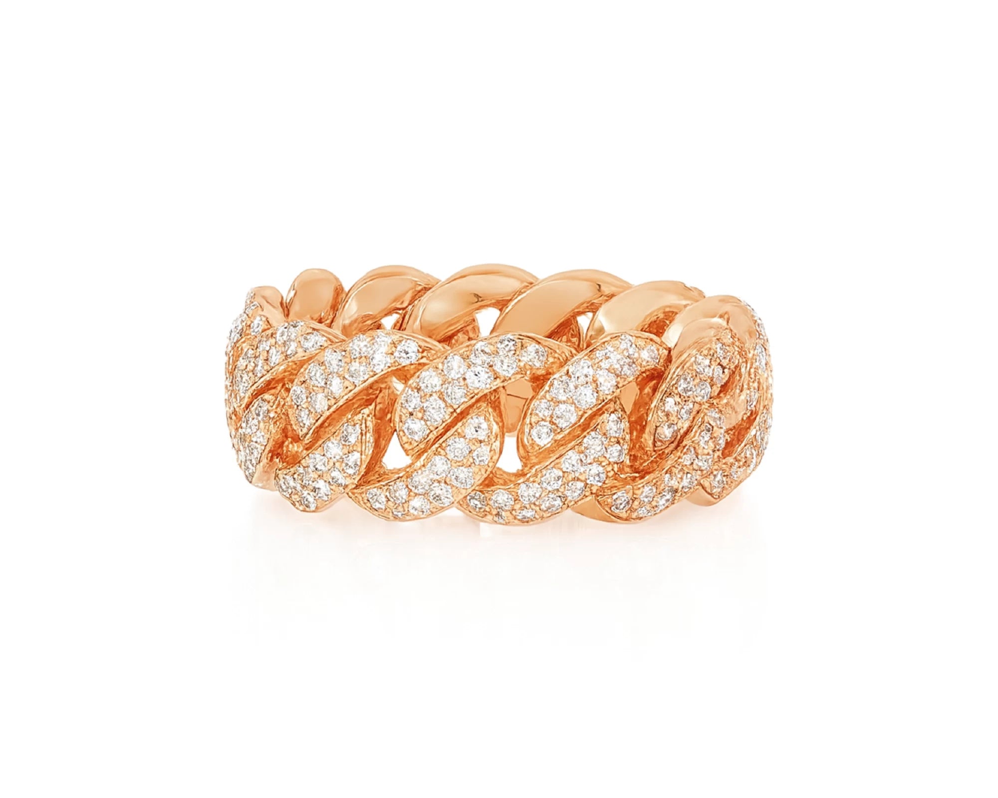 10k Gold Cuban Link Ring with Full Round Brilliant Diamonds 2.30ct – lifestyle 1482