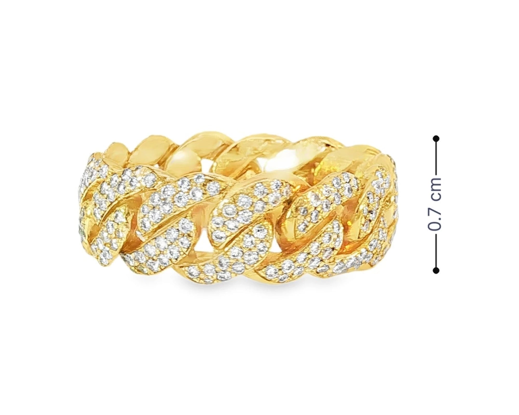 10k Gold Cuban Link Ring with Full Round Diamond Setting 3.31ct – lifestyle 3031