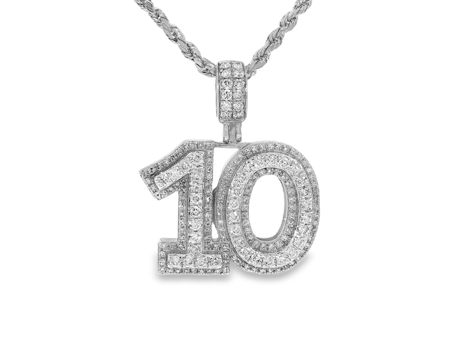 10k Gold Diamond "10" Pendant with Round Brilliant Accents 2.00ct - AVI THE JEWELER