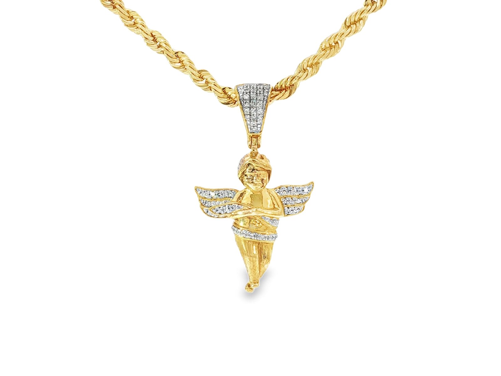 10k Gold Diamond Angel Pendant with Round Brilliant Design 0.18ct - AVI THE JEWELER