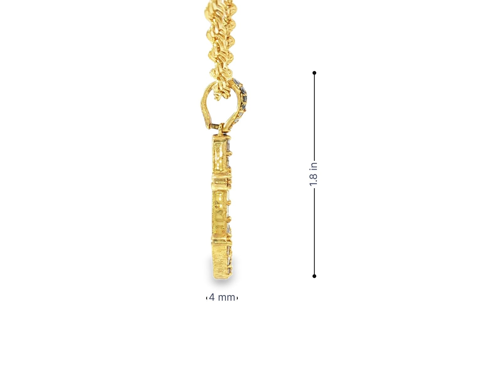 10k Gold Diamond Arrow Cross Pendant with Round & Baguette Accents 0.70ct - AVI THE JEWELER