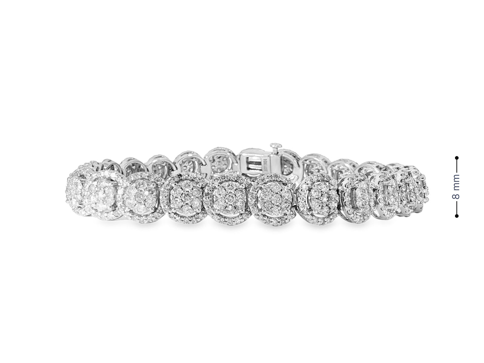 10k Gold Diamond Bracelet with Cushion - Style Round - Cut Cluster Design 5.00ct - AVI THE JEWELER