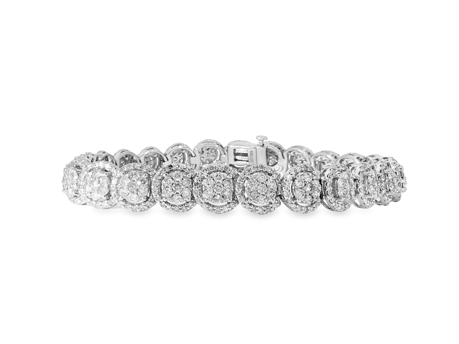 10k Gold Diamond Bracelet with Cushion - Style Round - Cut Cluster Design 5.00ct - AVI THE JEWELER
