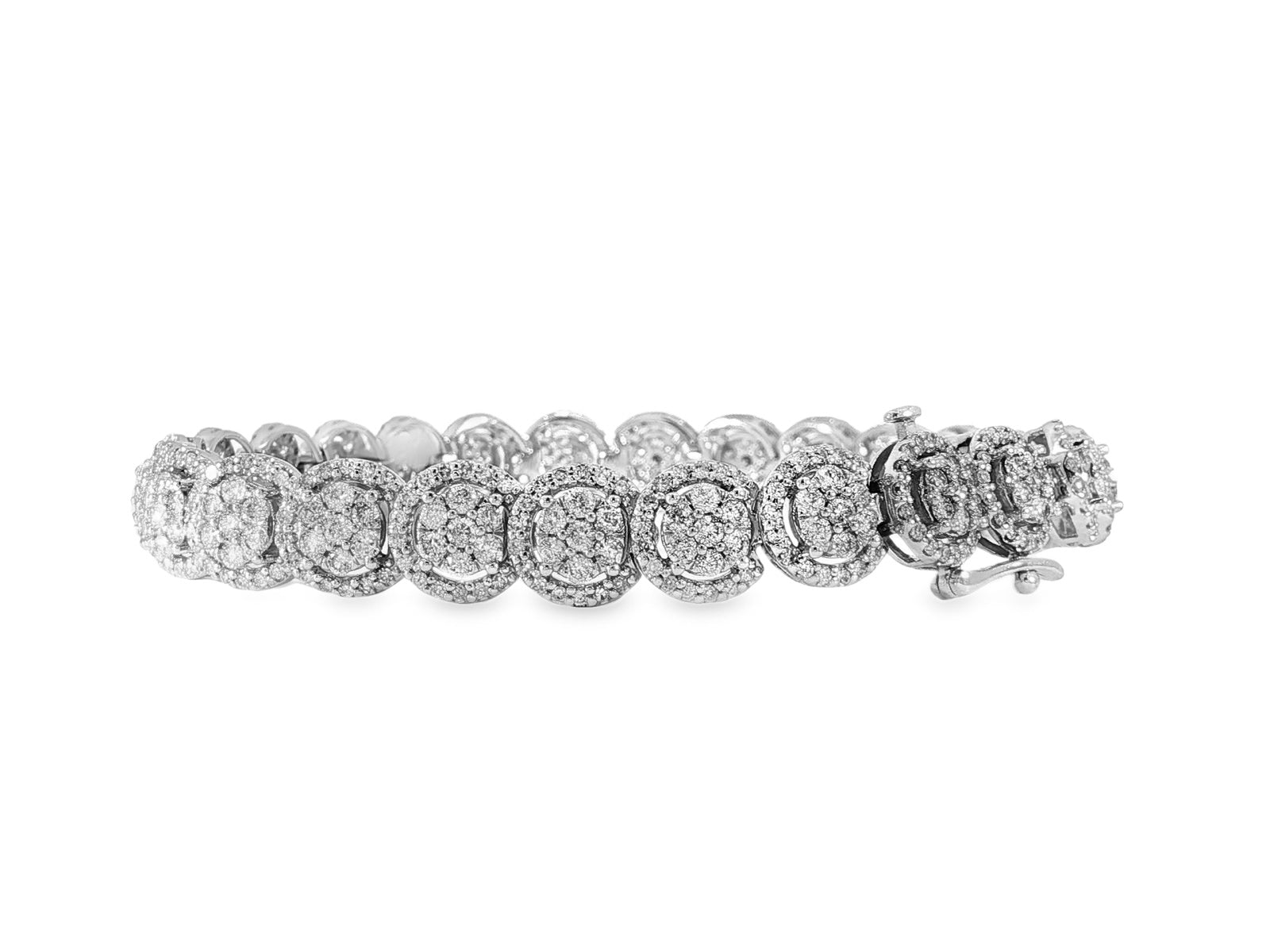 10k Gold Diamond Bracelet with Cushion - Style Round - Cut Cluster Design 5.00ct - AVI THE JEWELER