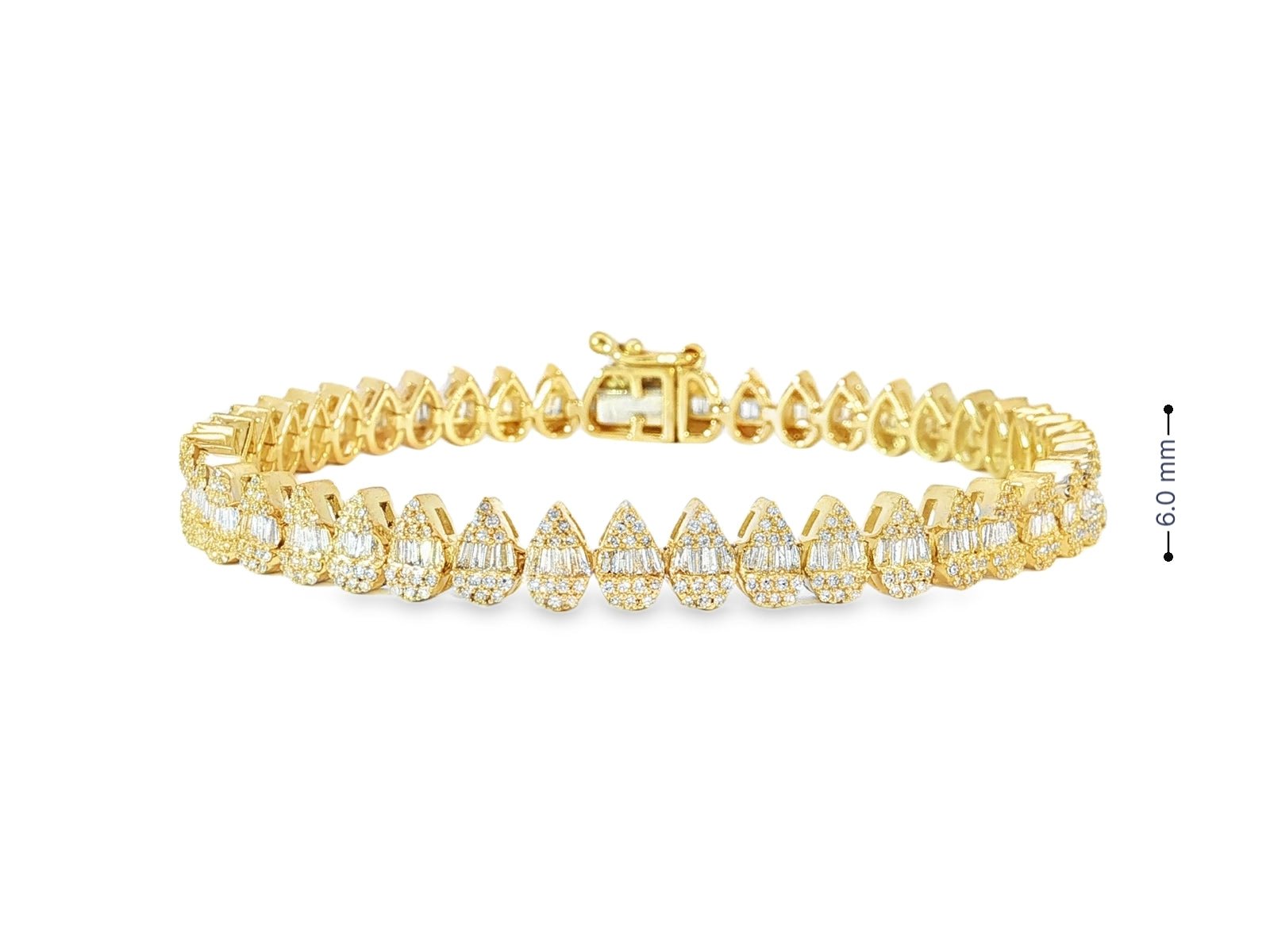 10k Gold Diamond Bracelet with Pear - Shape Baguette & Round Accents 2.15ct - AVI THE JEWELER