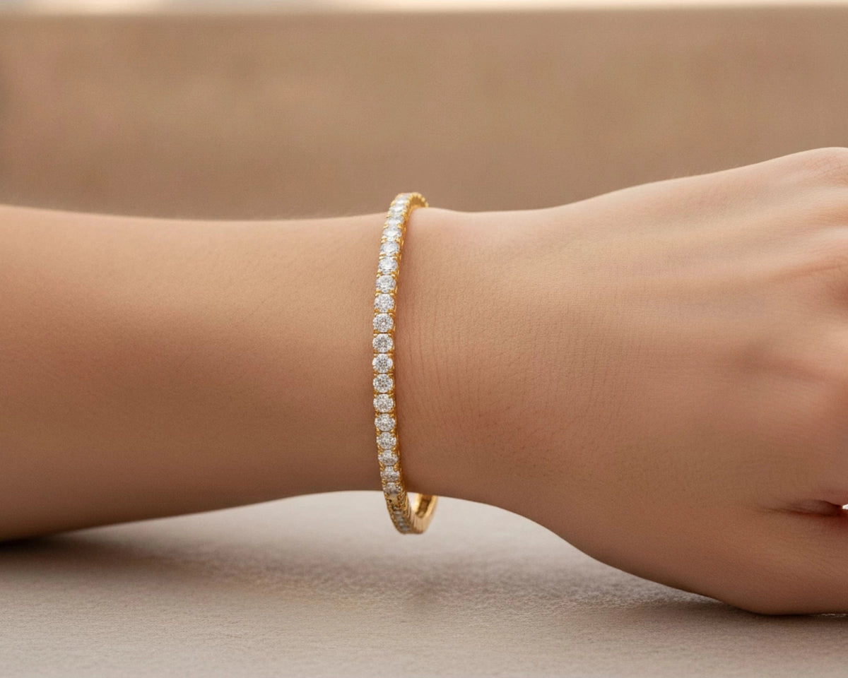 10k Gold Diamond Bracelet with Round-Cut Design 2.15ct – lifestyle 4689