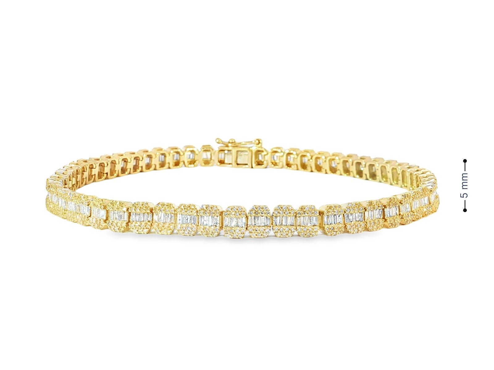 10k Gold Diamond Bracelet with Square Baguette and Round Cut 2.50ct - AVI THE JEWELER