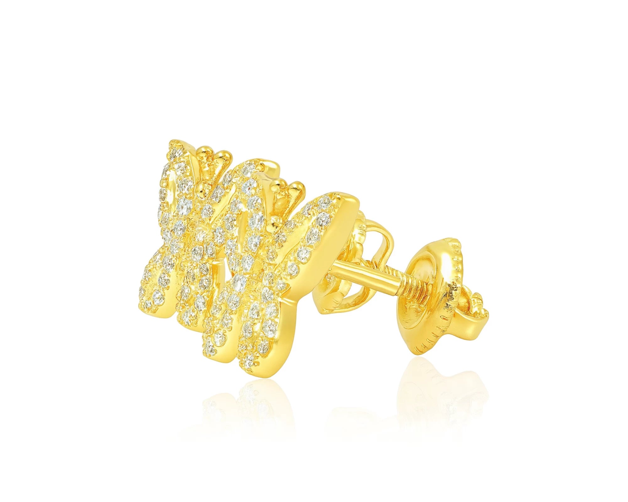 10k Gold Diamond Butterfly Earrings with Round & Baguette-Cut Accents 0.49ct – lifestyle 3752