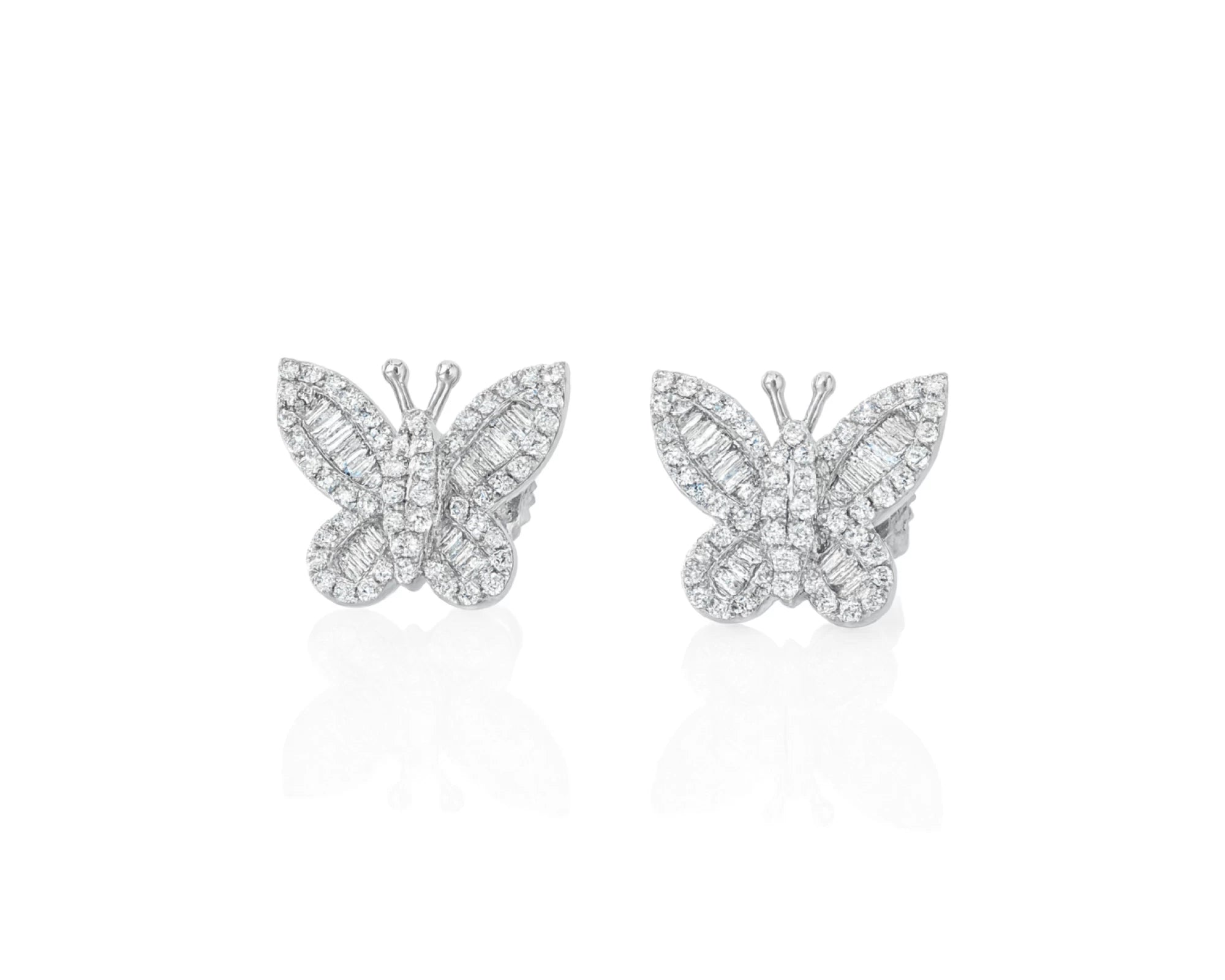 10k Gold Diamond Butterfly Earrings with Round & Baguette-Cut Accents 0.49ct – lifestyle 3755