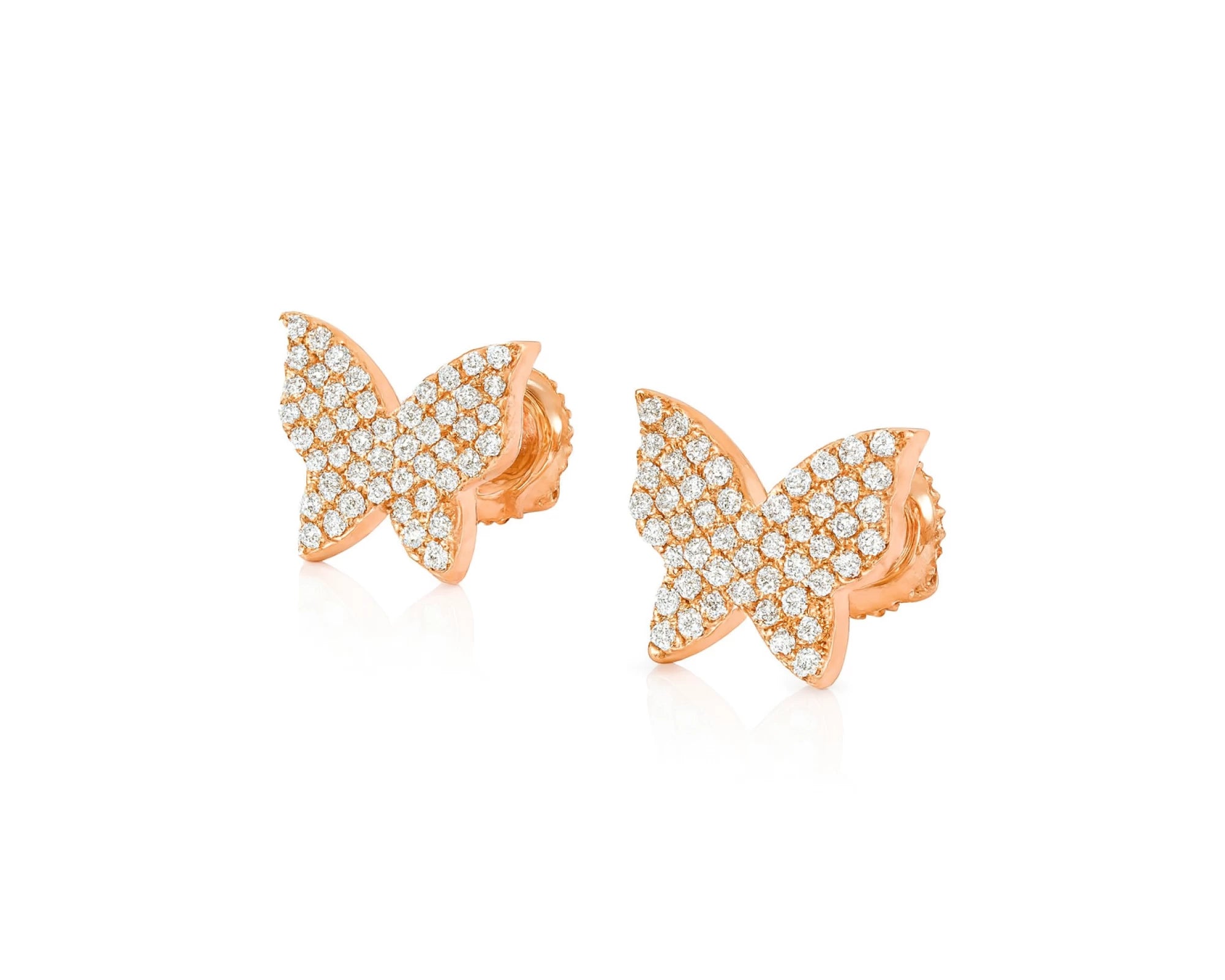 10k Gold Diamond Butterfly Earrings with Round Brilliant Cut 0.30ct – lifestyle 3694