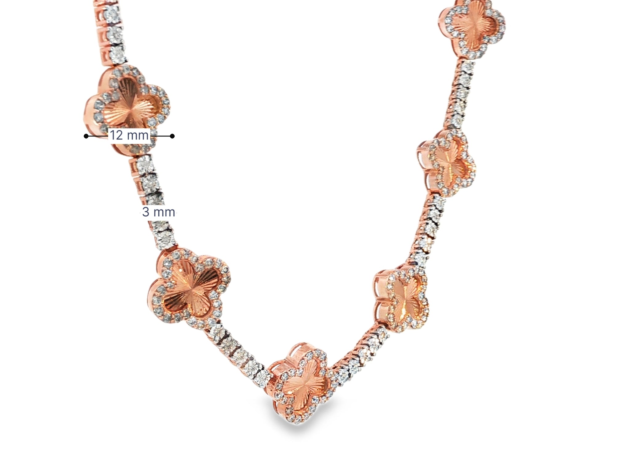 10k Gold Diamond Clover - Design Necklace with Round Accents 5.25ct - AVI THE JEWELER