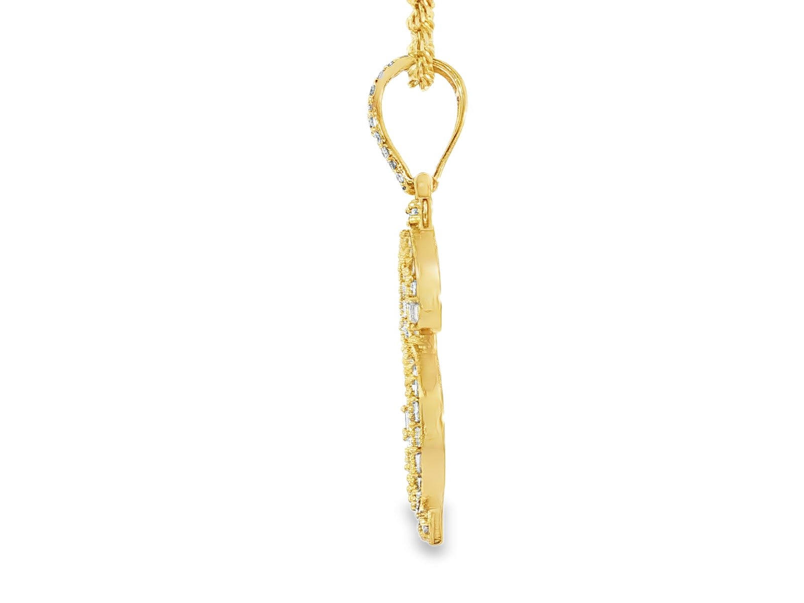 10k Gold Diamond Dollar Sign Pendant with Round & Baguette Accents 2.5ct - AVI THE JEWELER