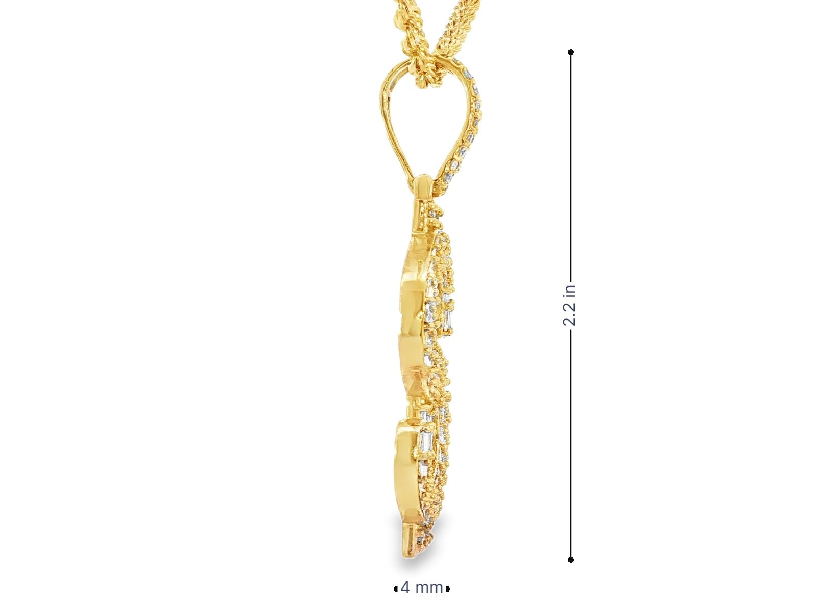 10k Gold Diamond Dollar Sign Pendant with Round & Baguette Accents 2.5ct - AVI THE JEWELER