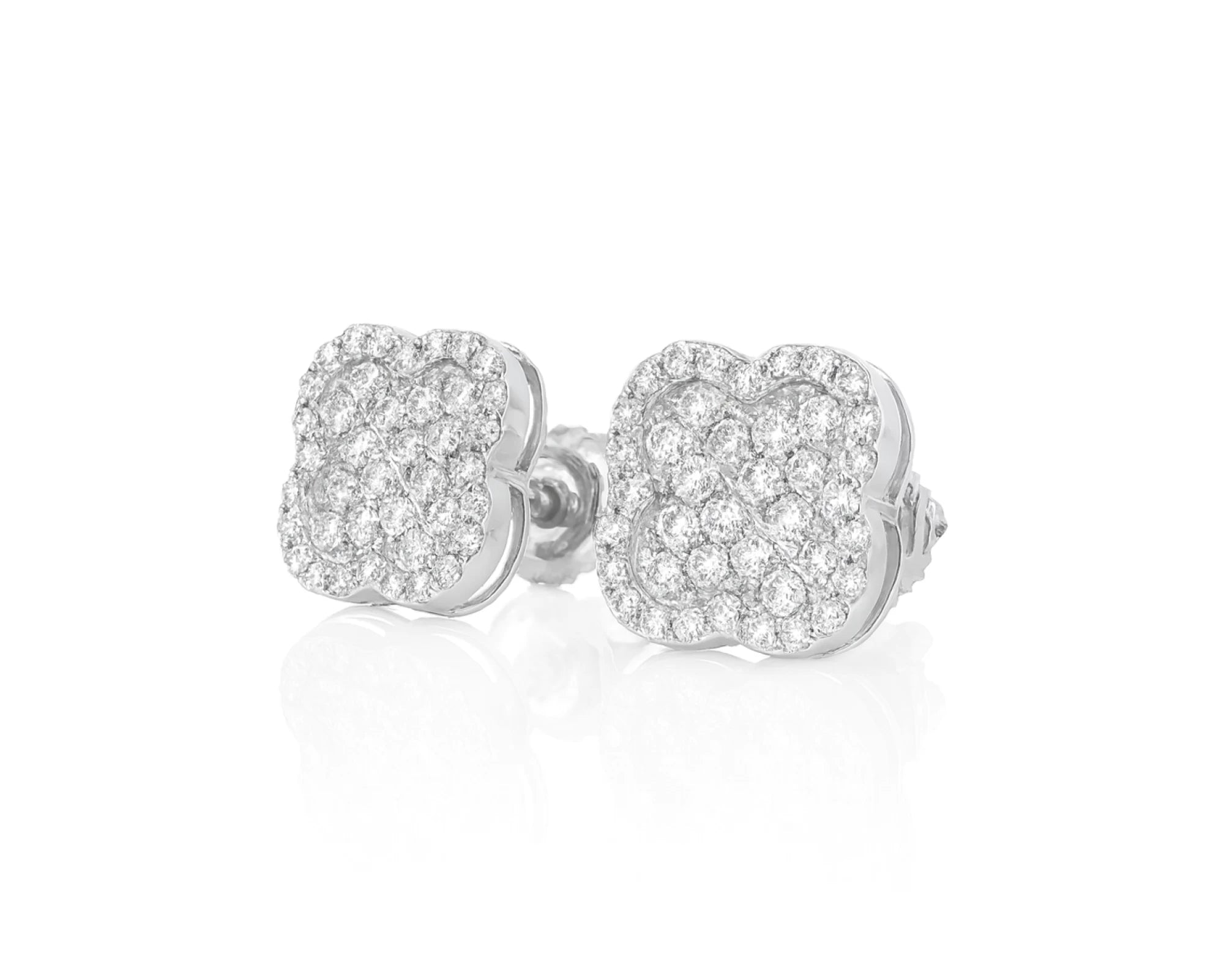 10k Gold Diamond Earrings with Floral Clover Design 0.86ct – lifestyle 3974