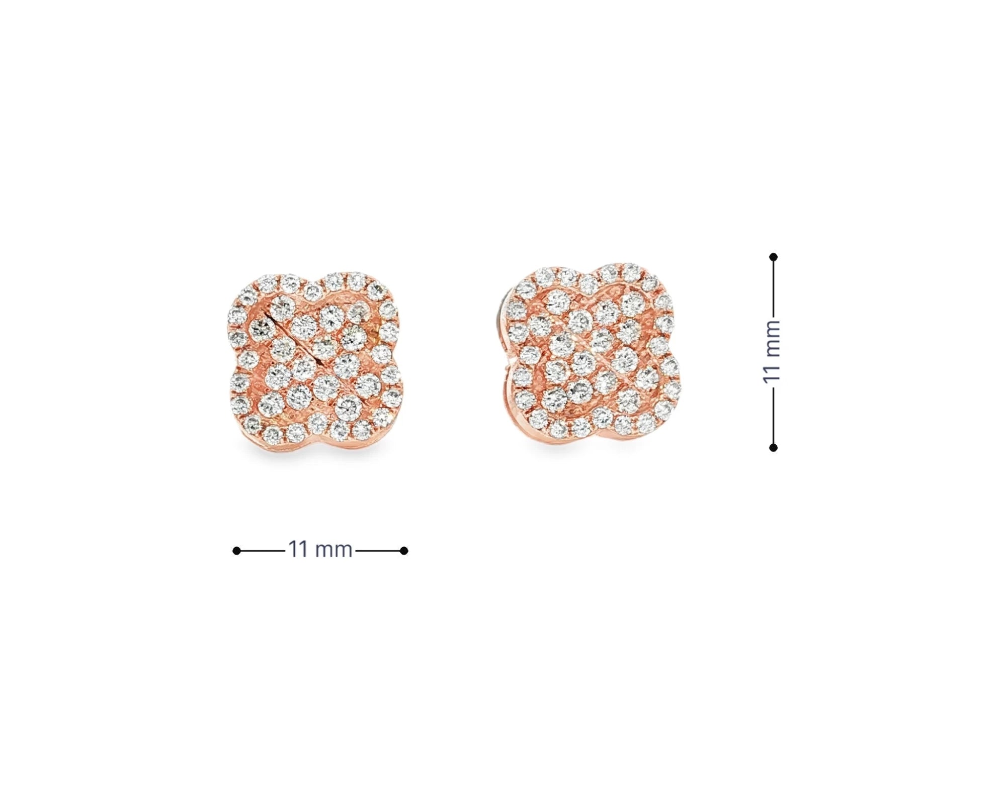 10k Gold Diamond Earrings with Floral Clover Design 0.86ct – view 6