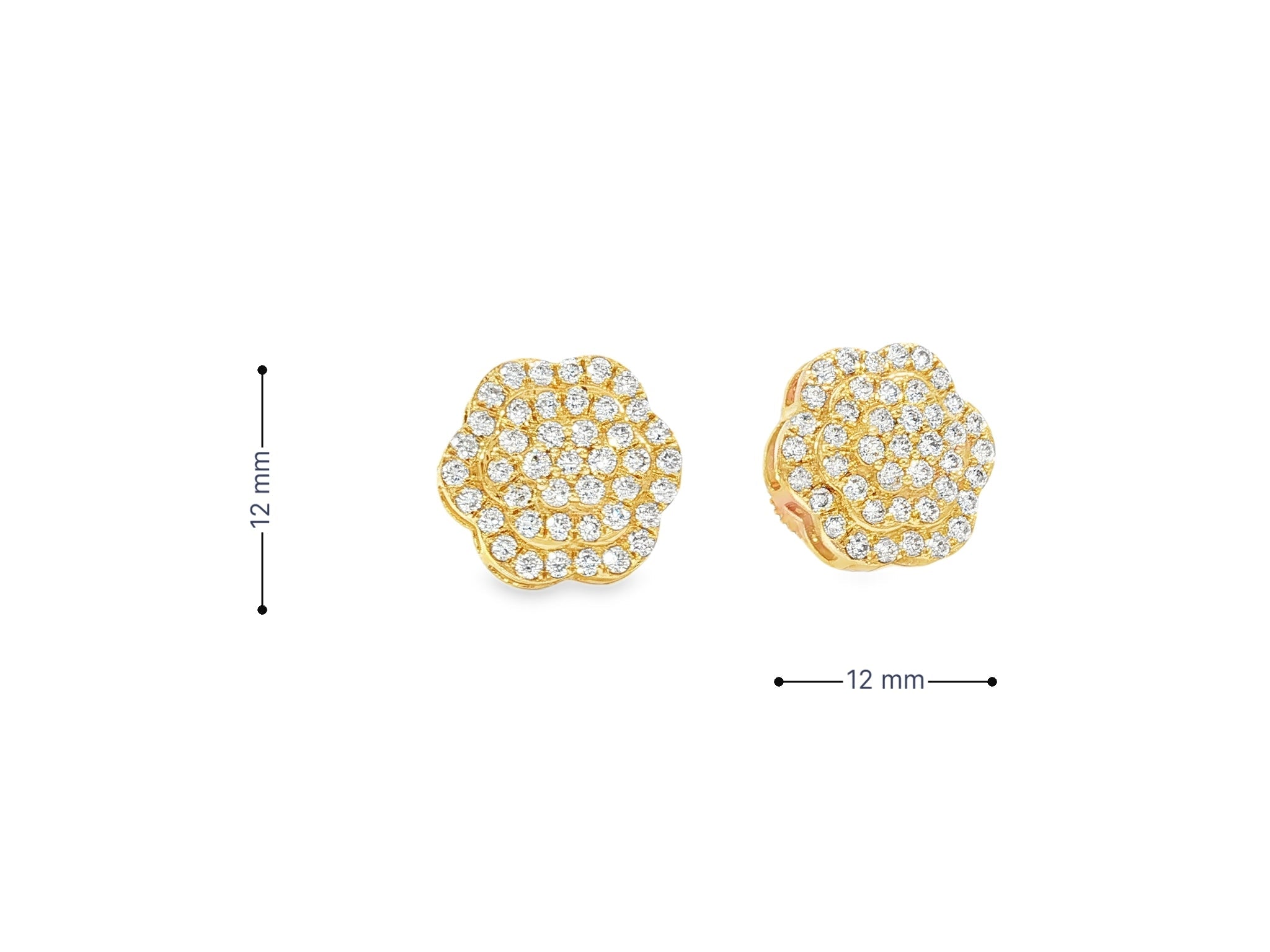 10k Gold Diamond Earrings with Round Floral Cluster Design 0.99ct - AVI THE JEWELER