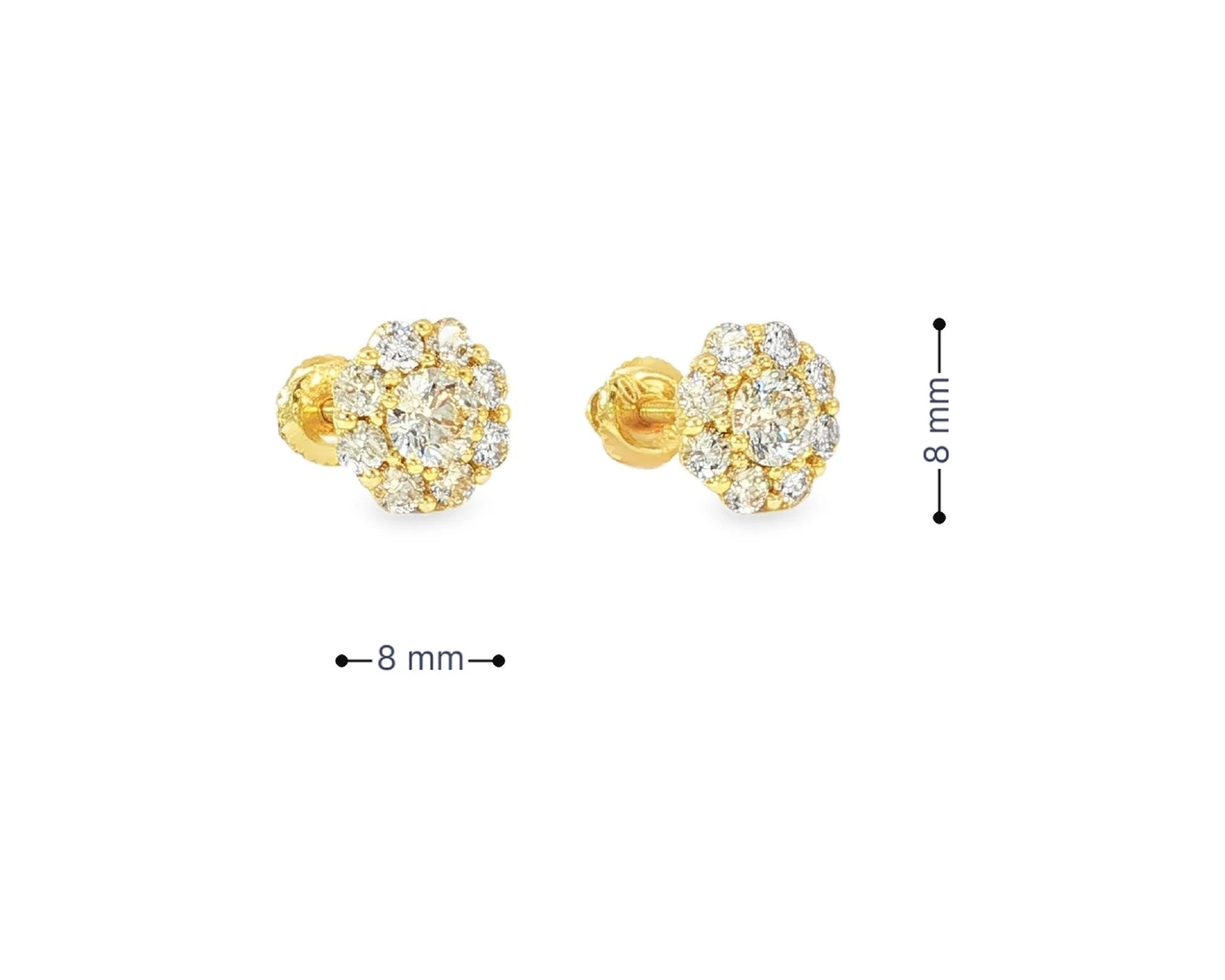10k Gold Diamond Floral Earrings with Round Brilliant 1.04ct – view 6