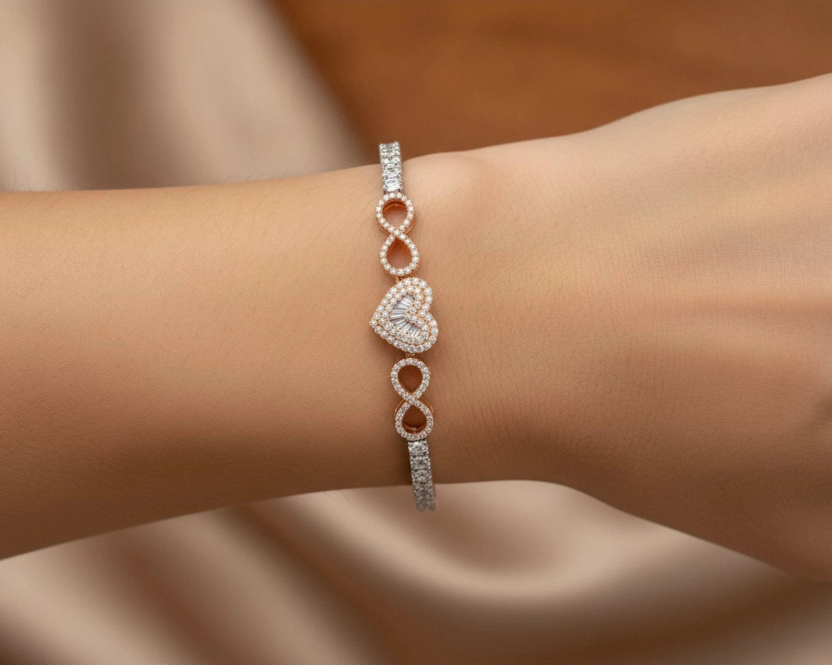10K Gold Diamond Heart Infinity Tennis Bracelet 2.15ct – lifestyle 4298