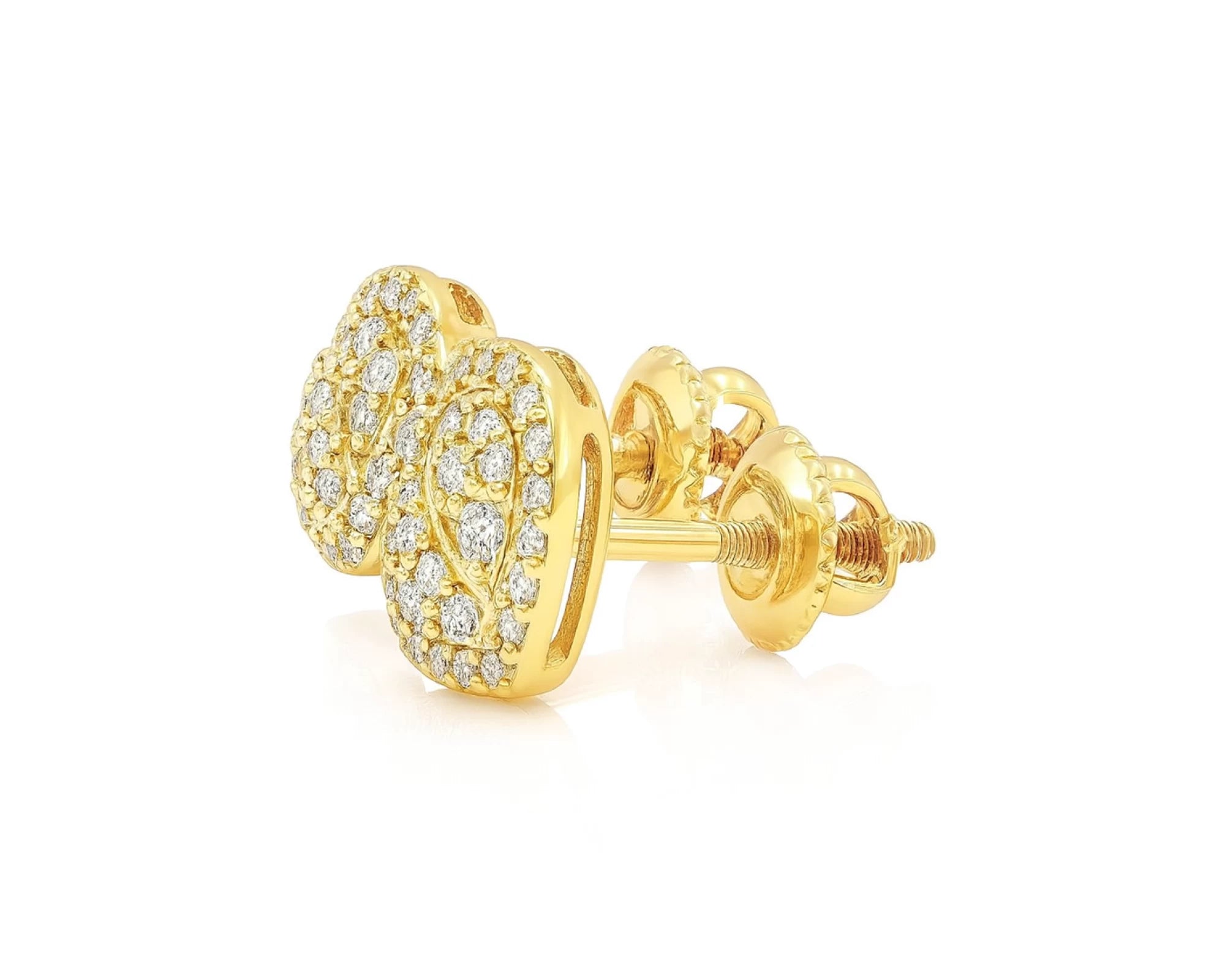 10k Gold Diamond Heart-Shaped Earrings with Round & Baguette-Cut Cluster Design 0.30ct – lifestyle 3855