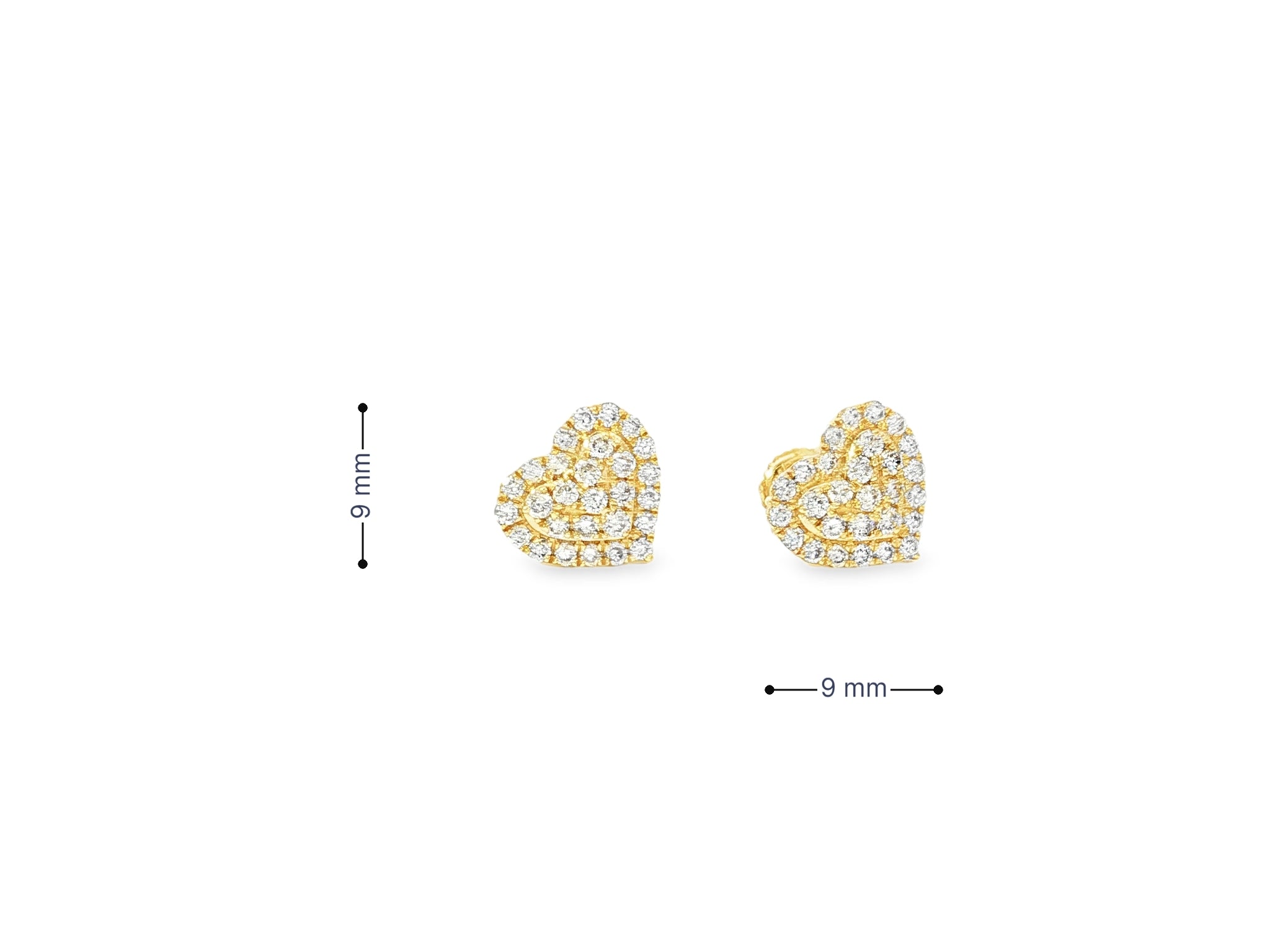 10k Gold Diamond Heart - Shaped Stud Earrings with Round Cut Pave Design 0.49ct - AVI THE JEWELER
