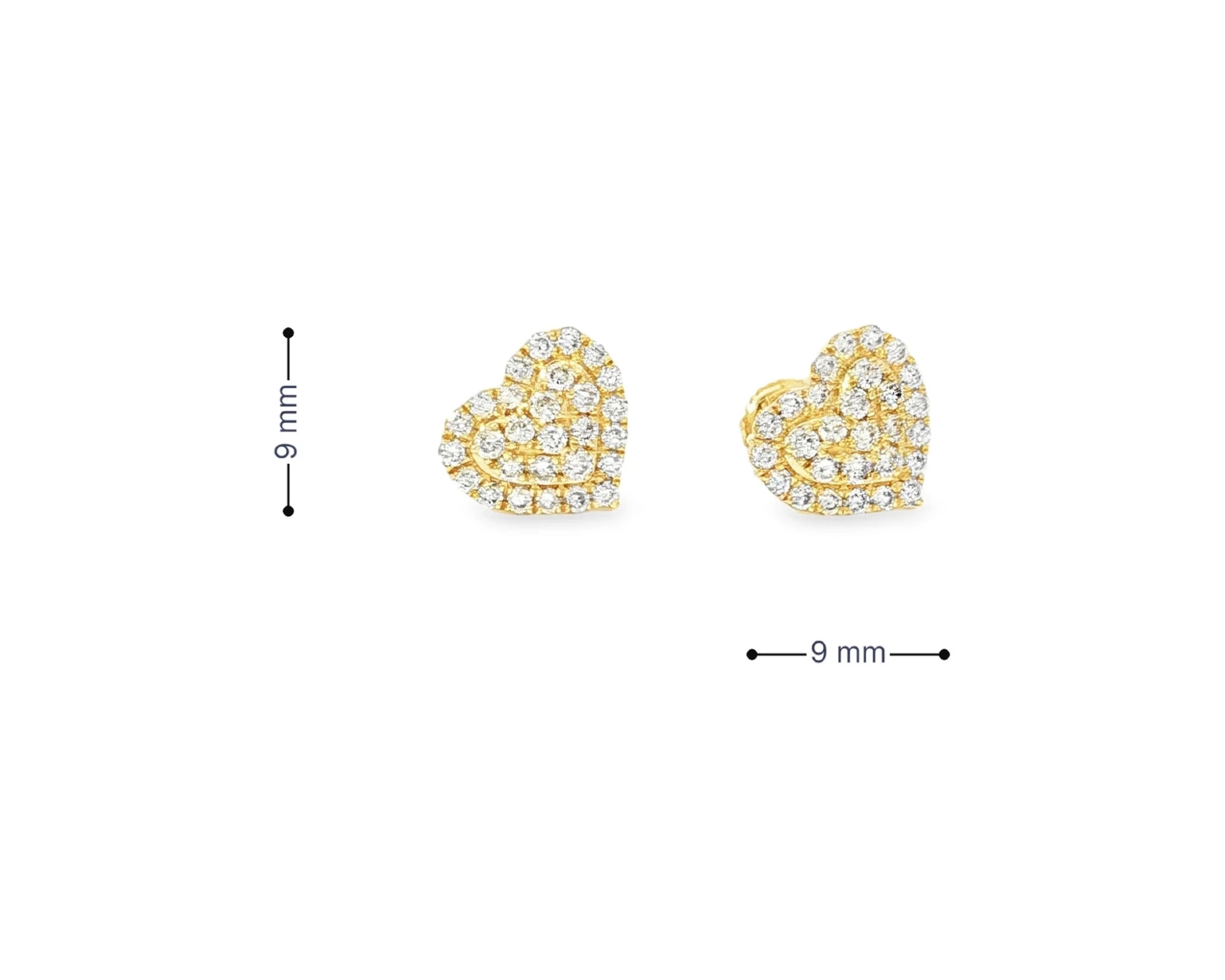 10k Gold Diamond Heart-Shaped Stud Earrings with Round Cut Pave Design 0.49ct – view 6