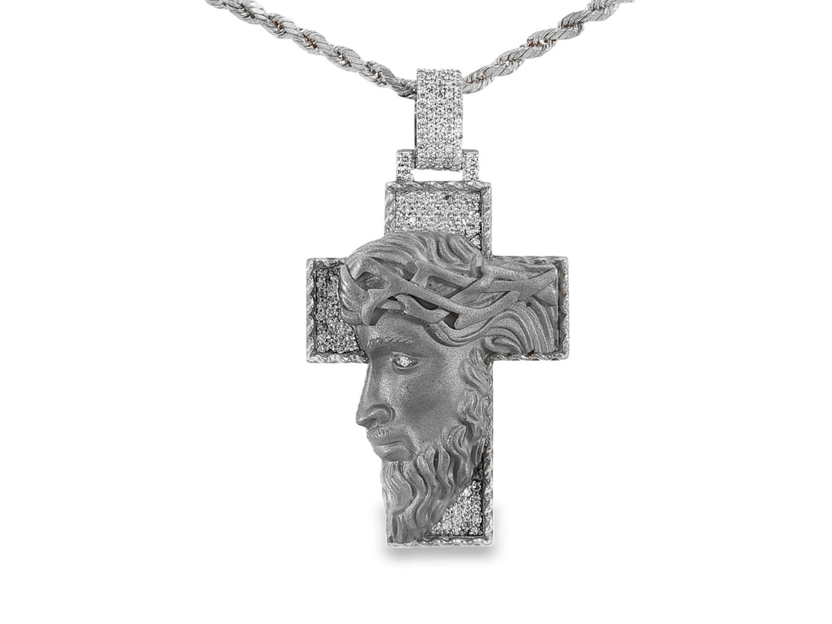 10k Gold Diamond Jesus Cross Pendant with Round Accents 1.27ct - AVI THE JEWELER