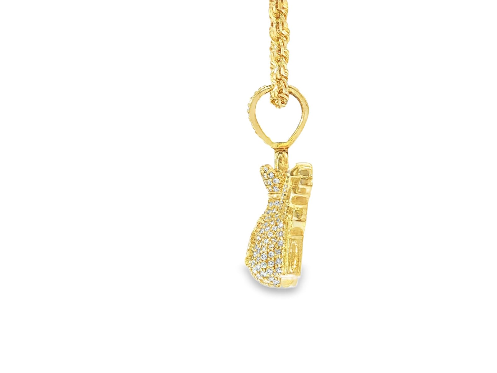 10k Gold Diamond Money Bag & Dual Gun Pendant with Round Accents 2.0ct - AVI THE JEWELER