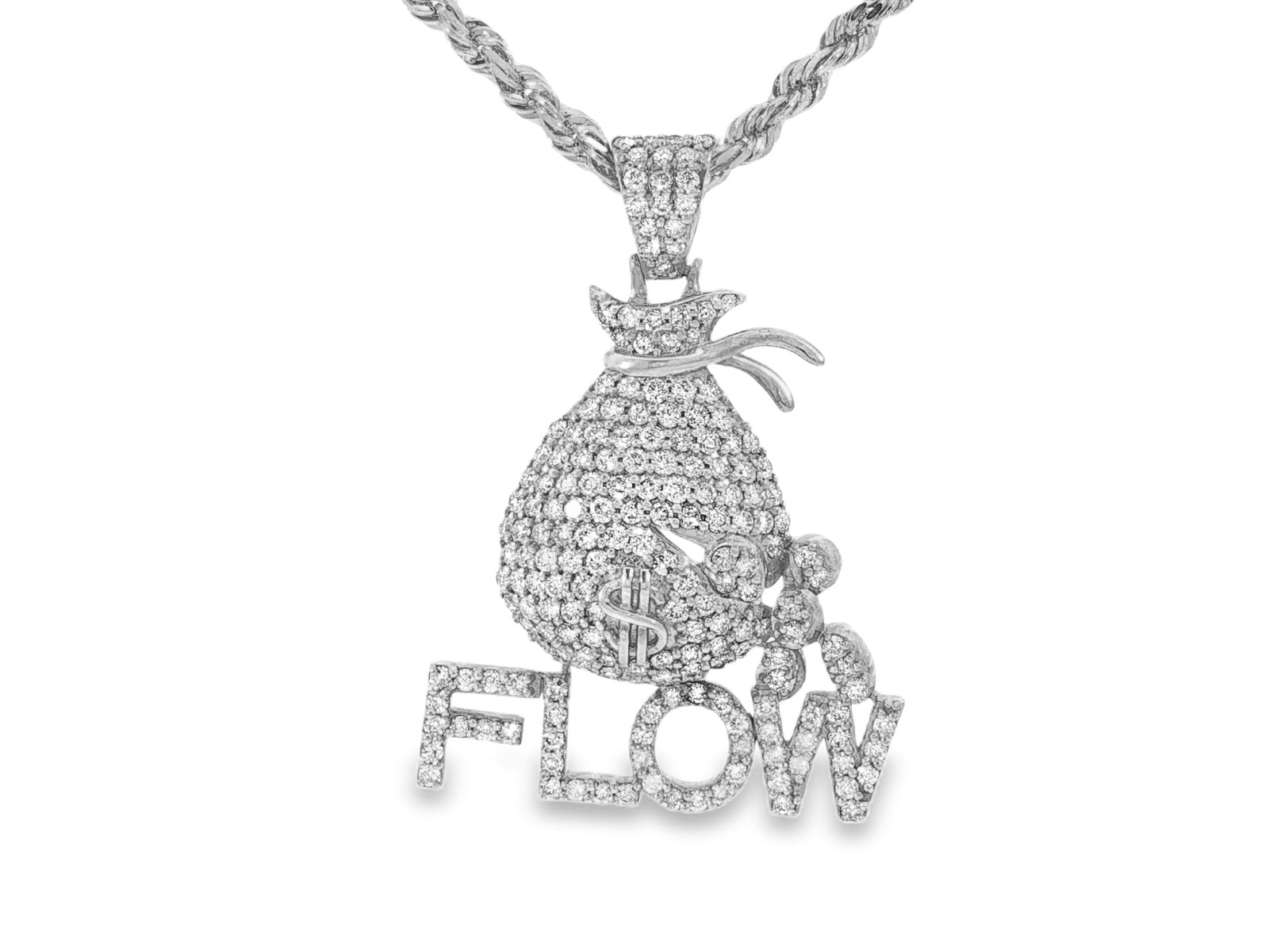 10k Gold Diamond Money Bag & “FLOW” Pendant with Round - Cut Accents 2.75ct - AVI THE JEWELER