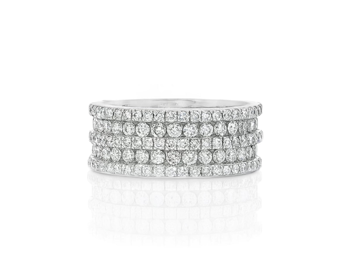 10k Gold Diamond Multi-Row Round-Cut Band Ring 4.00ct – lifestyle 1557