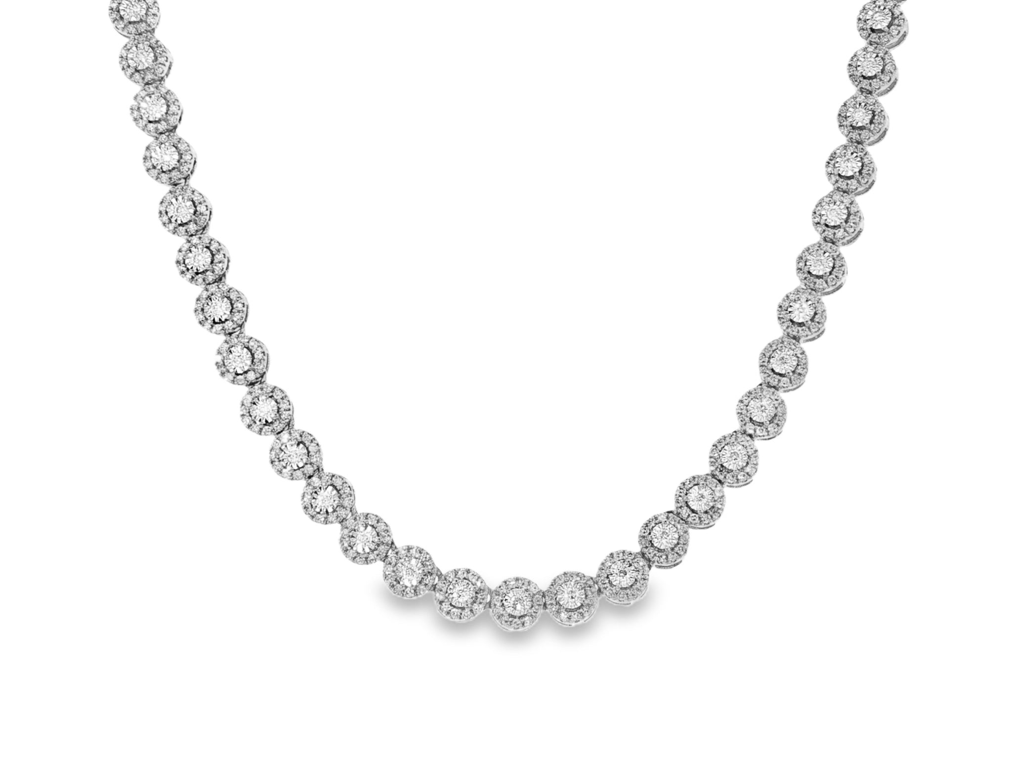 10k Gold Diamond Necklace with Round - Cut Cluster Design 3.0ct - AVI THE JEWELER