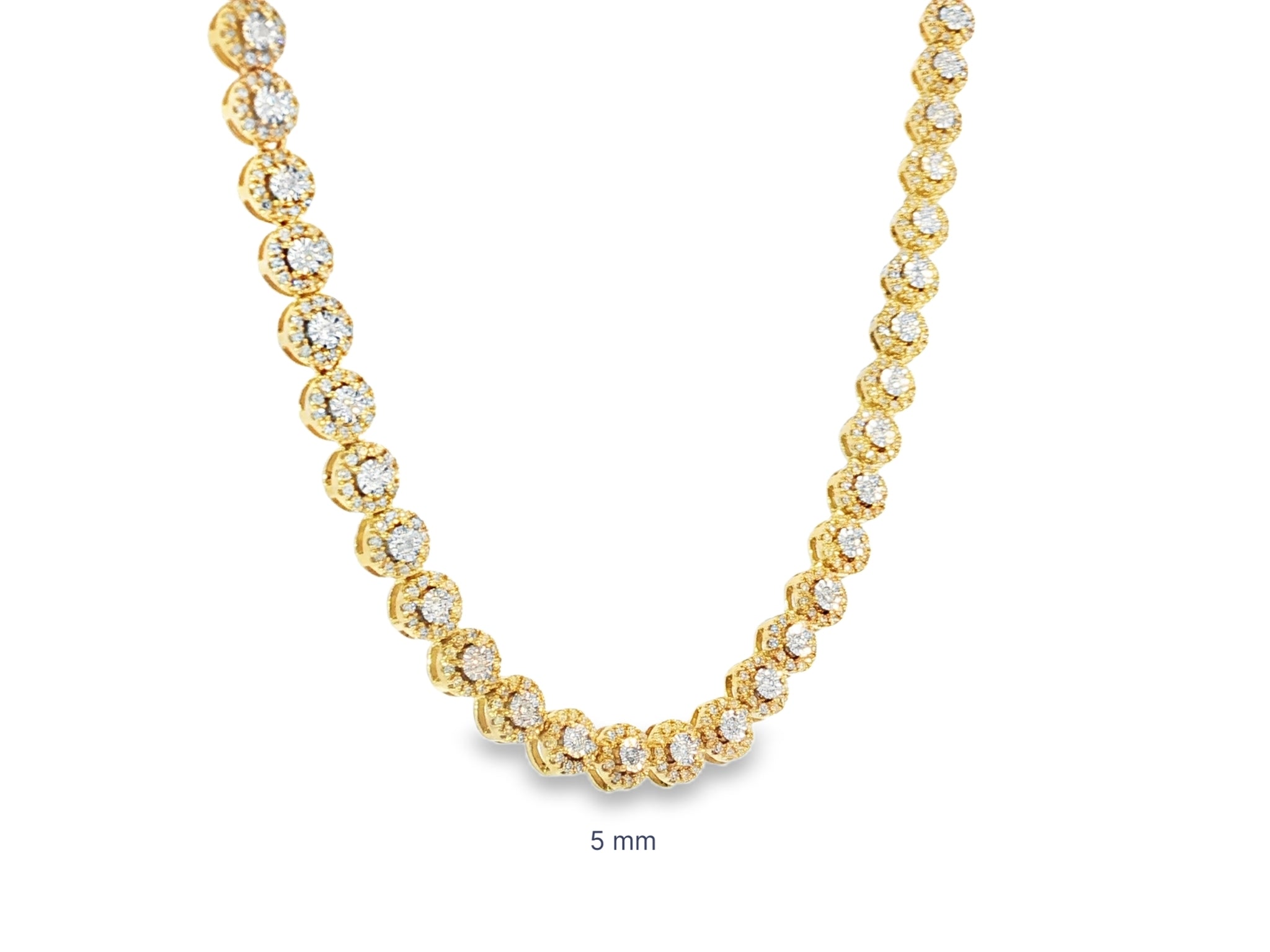 10k Gold Diamond Necklace with Round - Cut Cluster Design 3.0ct - AVI THE JEWELER