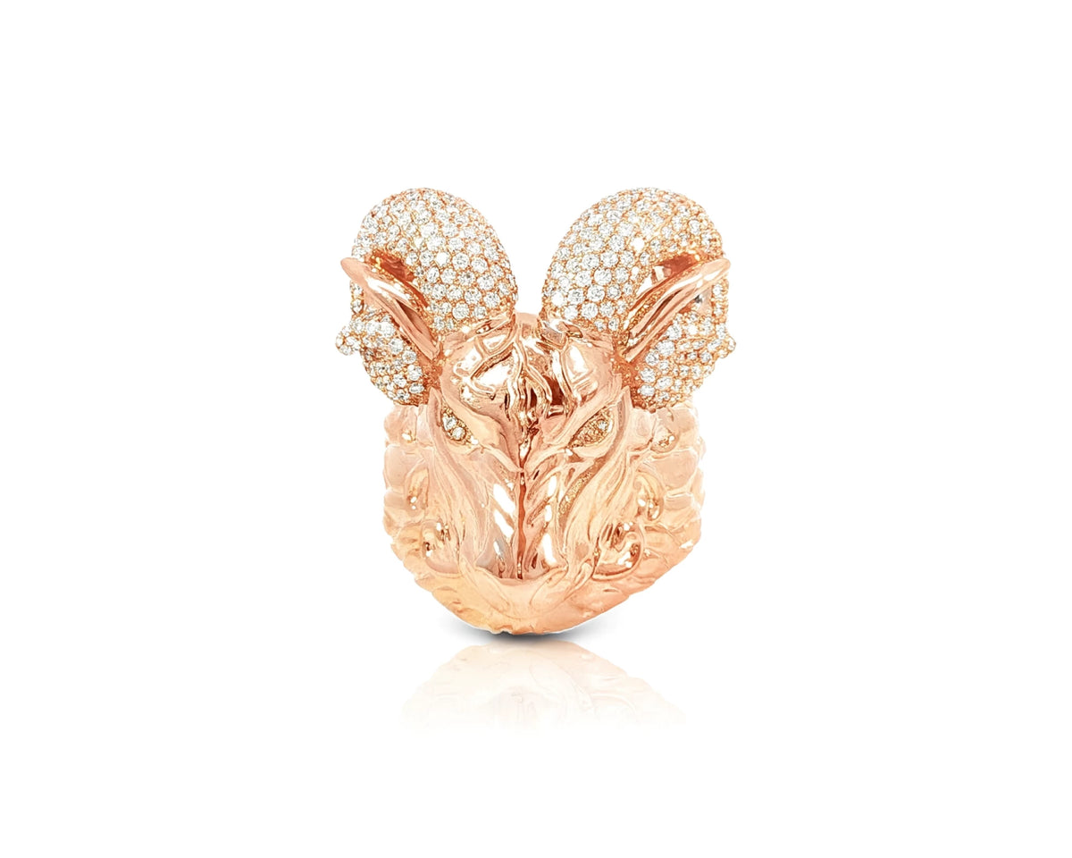 10k Gold Diamond Ram Head Ring with Pavé Accents 2.66ct – lifestyle 1159
