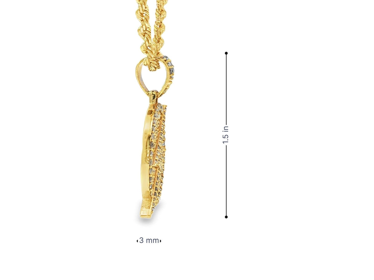 10k Gold Diamond Round Lightning - Bolt Medallion Pendant 2.50ct - AVI THE JEWELER